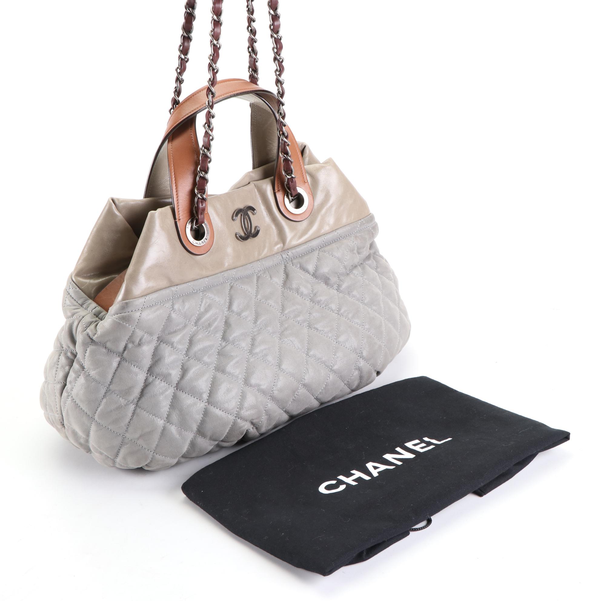 Chanel Quilted Textile and Leather Two-Way Handbag