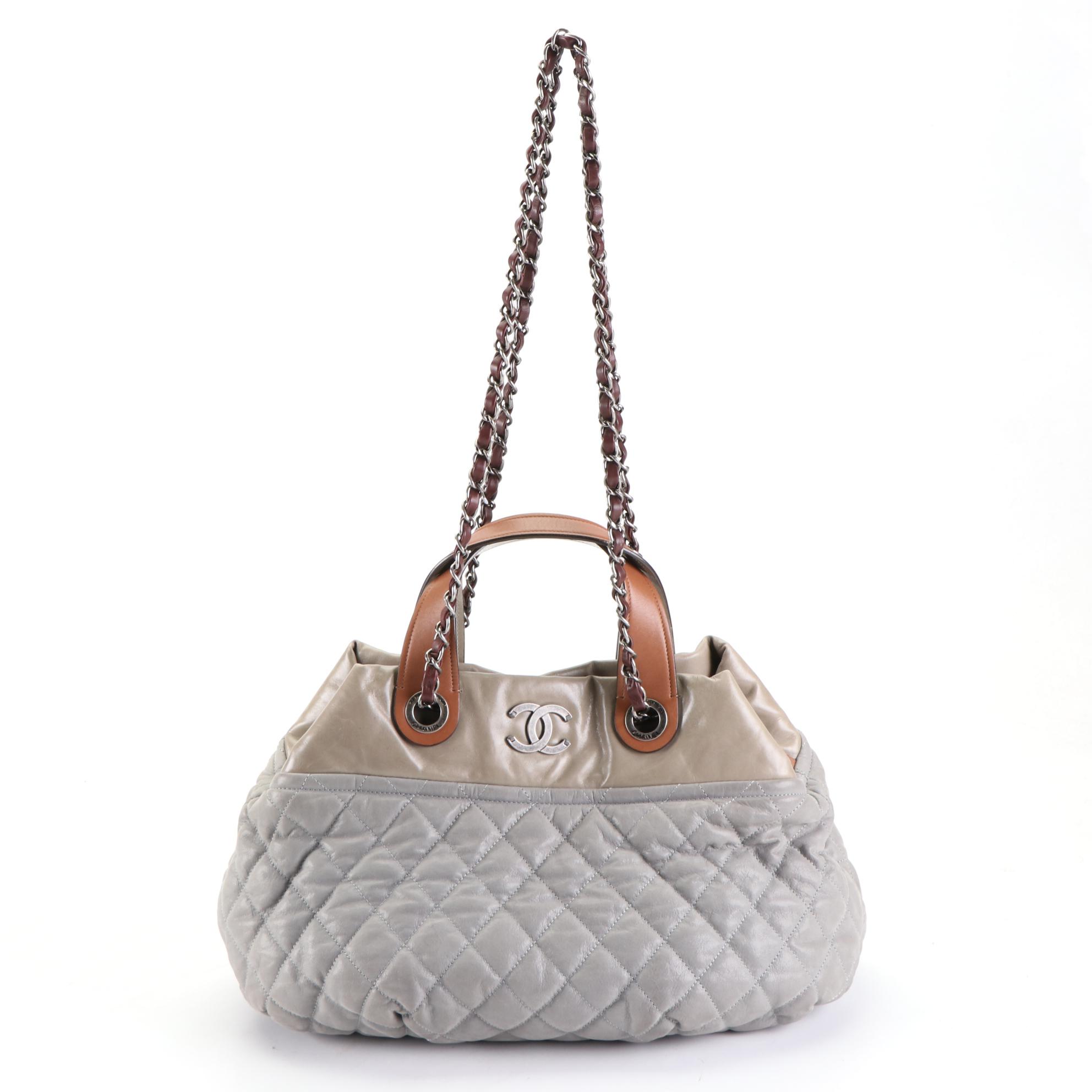 Chanel Quilted Textile and Leather Two-Way Handbag