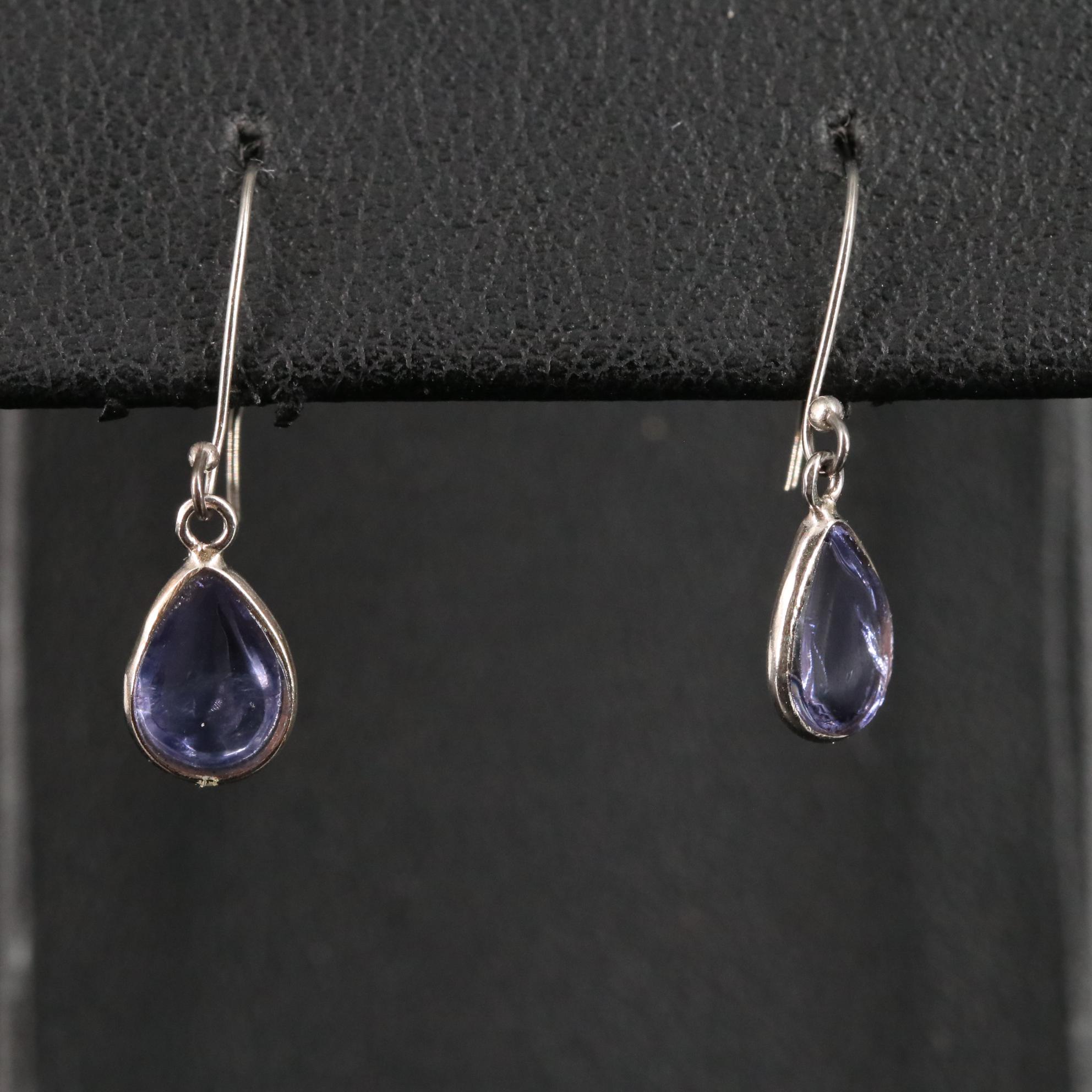 14K Teardrop Iolite Drop Earrings