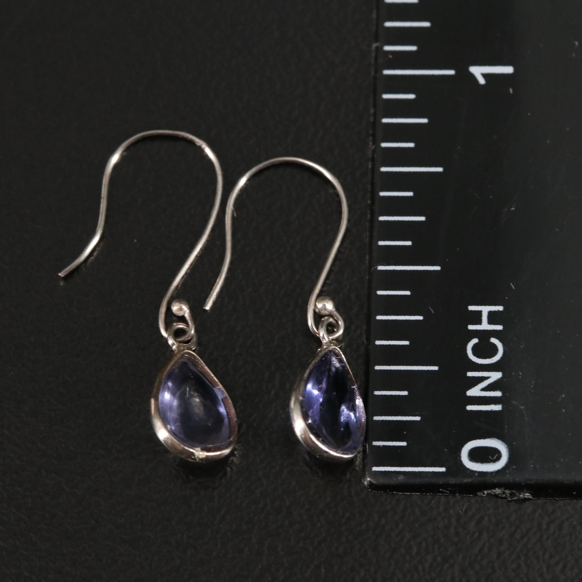 14K Teardrop Iolite Drop Earrings
