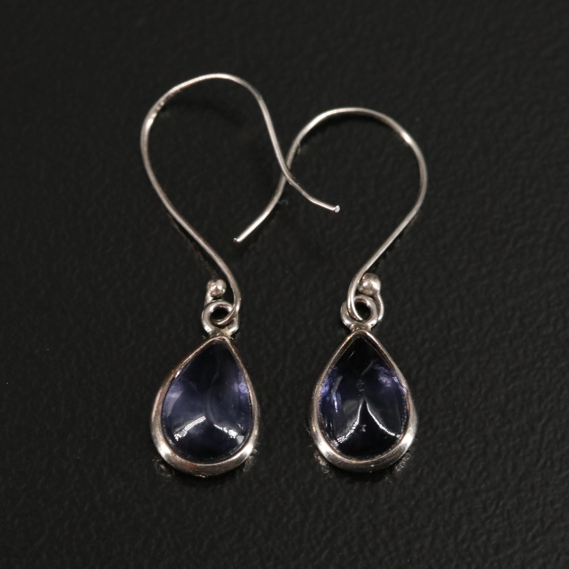 14K Teardrop Iolite Drop Earrings