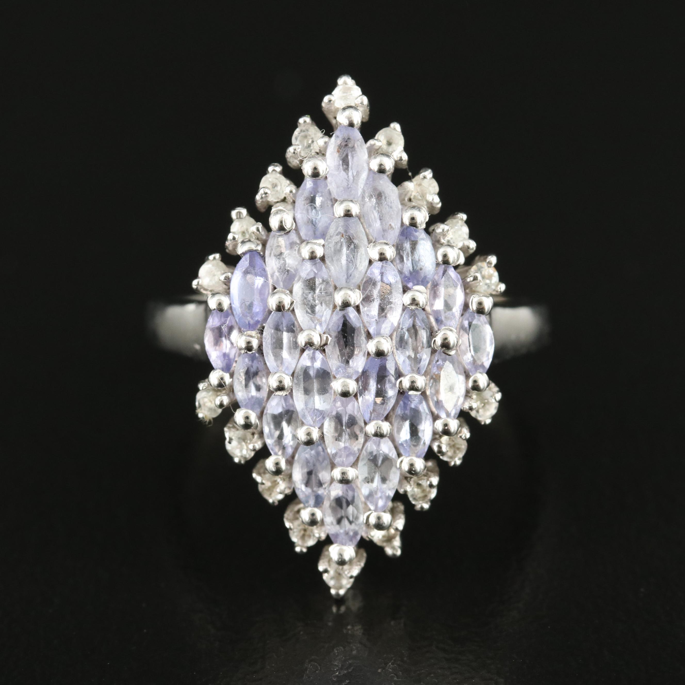 Sterling Tanzanite and White Topaz Ring