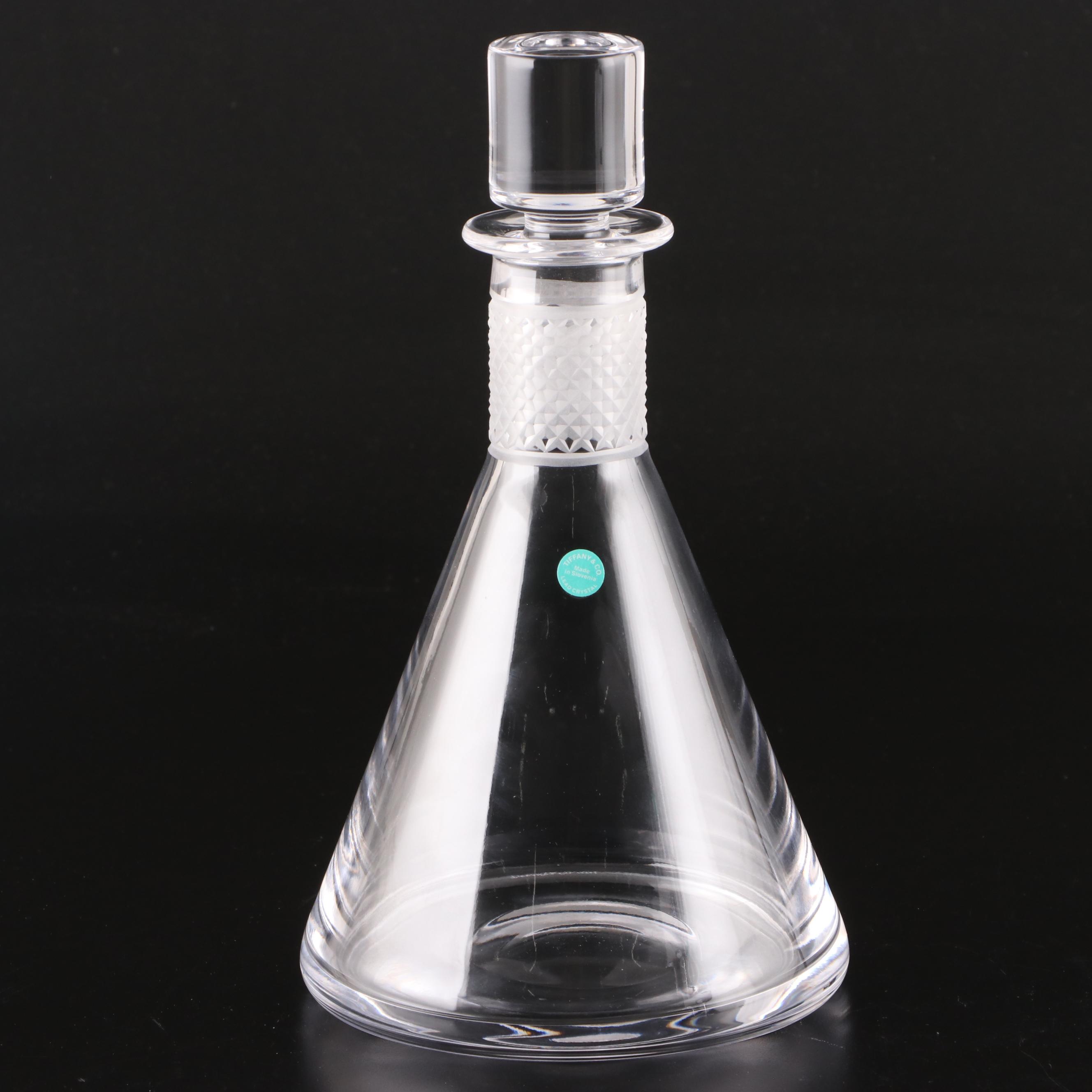 Tiffany & Co. "Diamond Point" Crystal Wine Glasses and Decanter