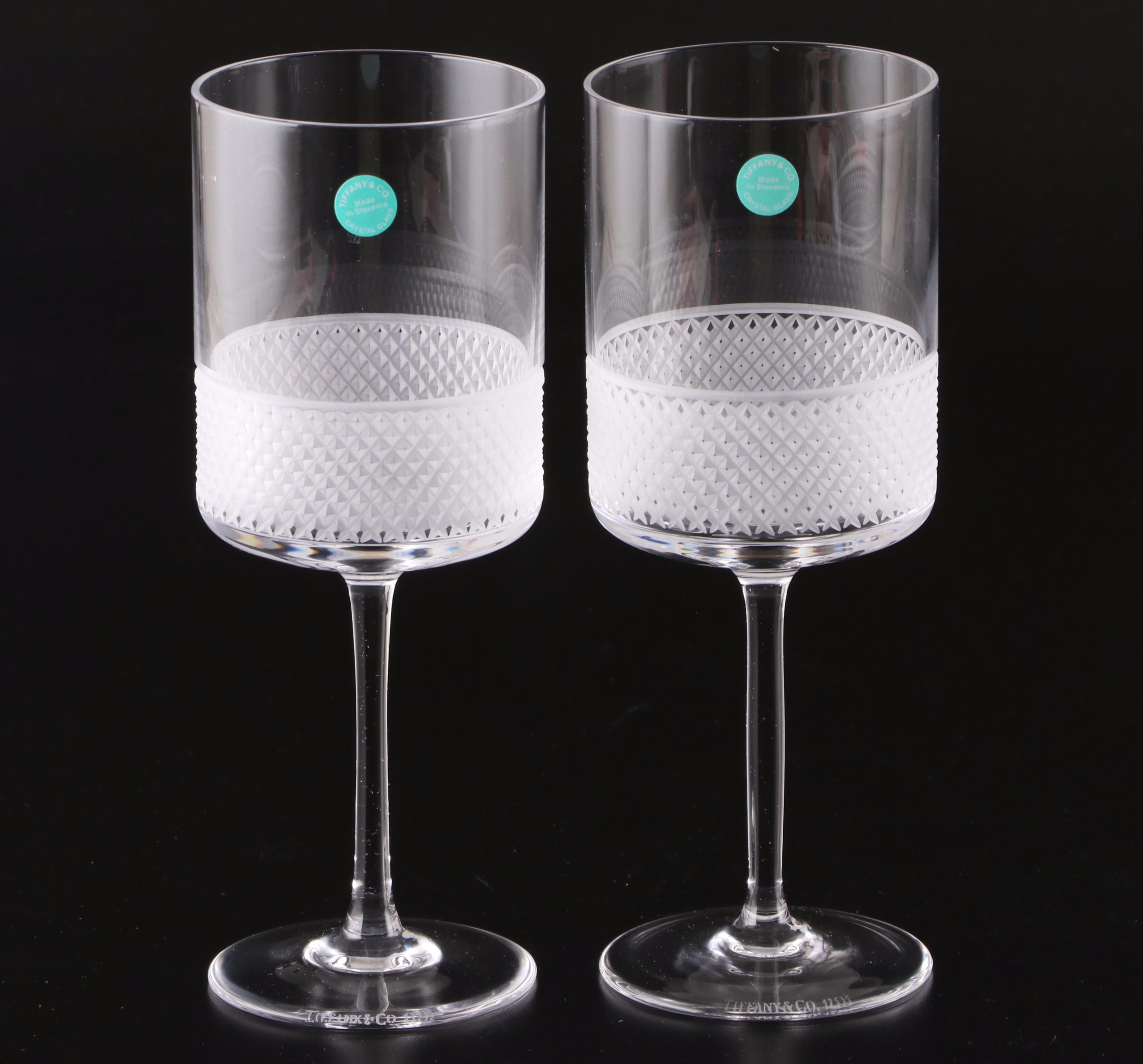 Tiffany & Co. "Diamond Point" Crystal Wine Glasses and Decanter
