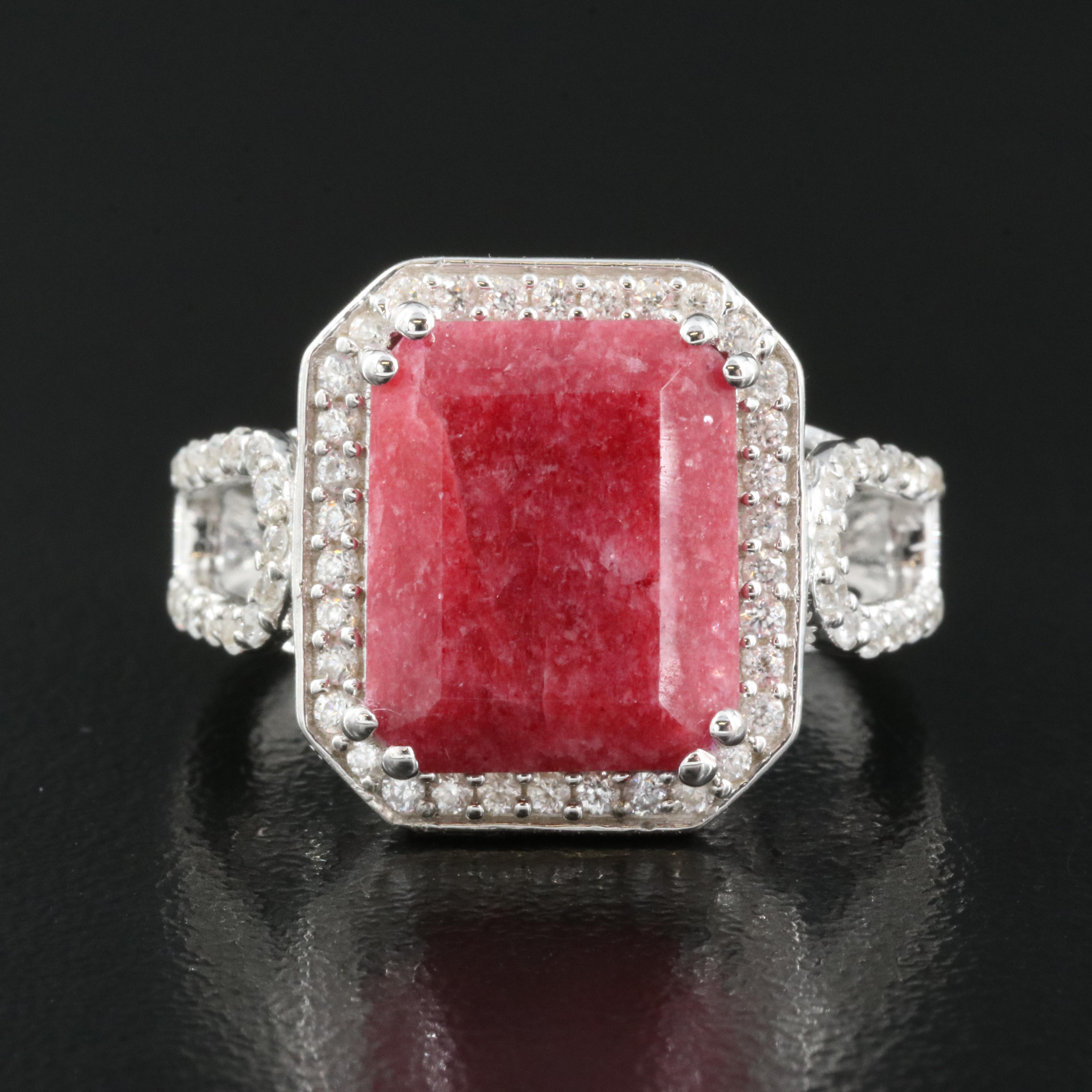 Sterling Beryl and White Zircon Ring