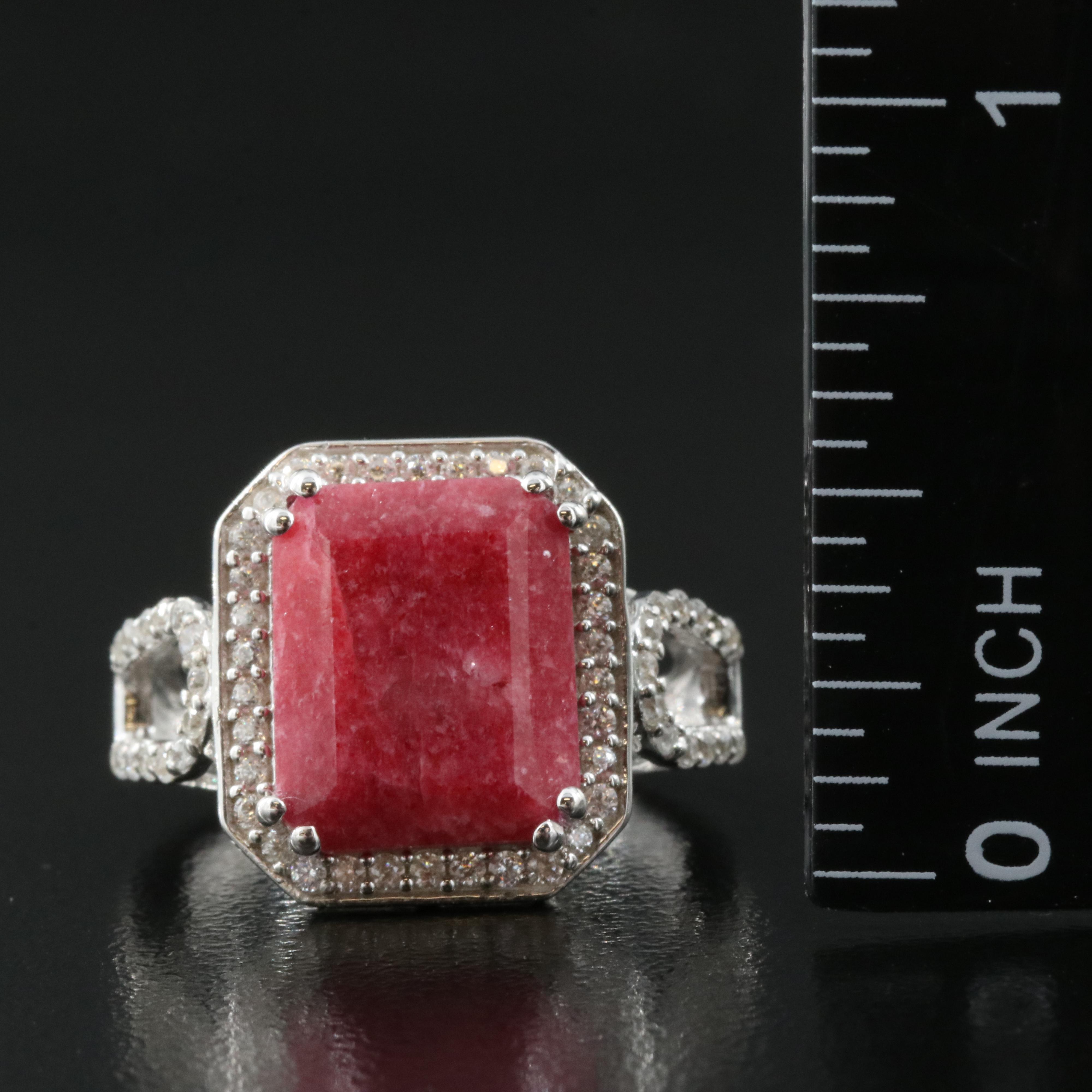 Sterling Beryl and White Zircon Ring