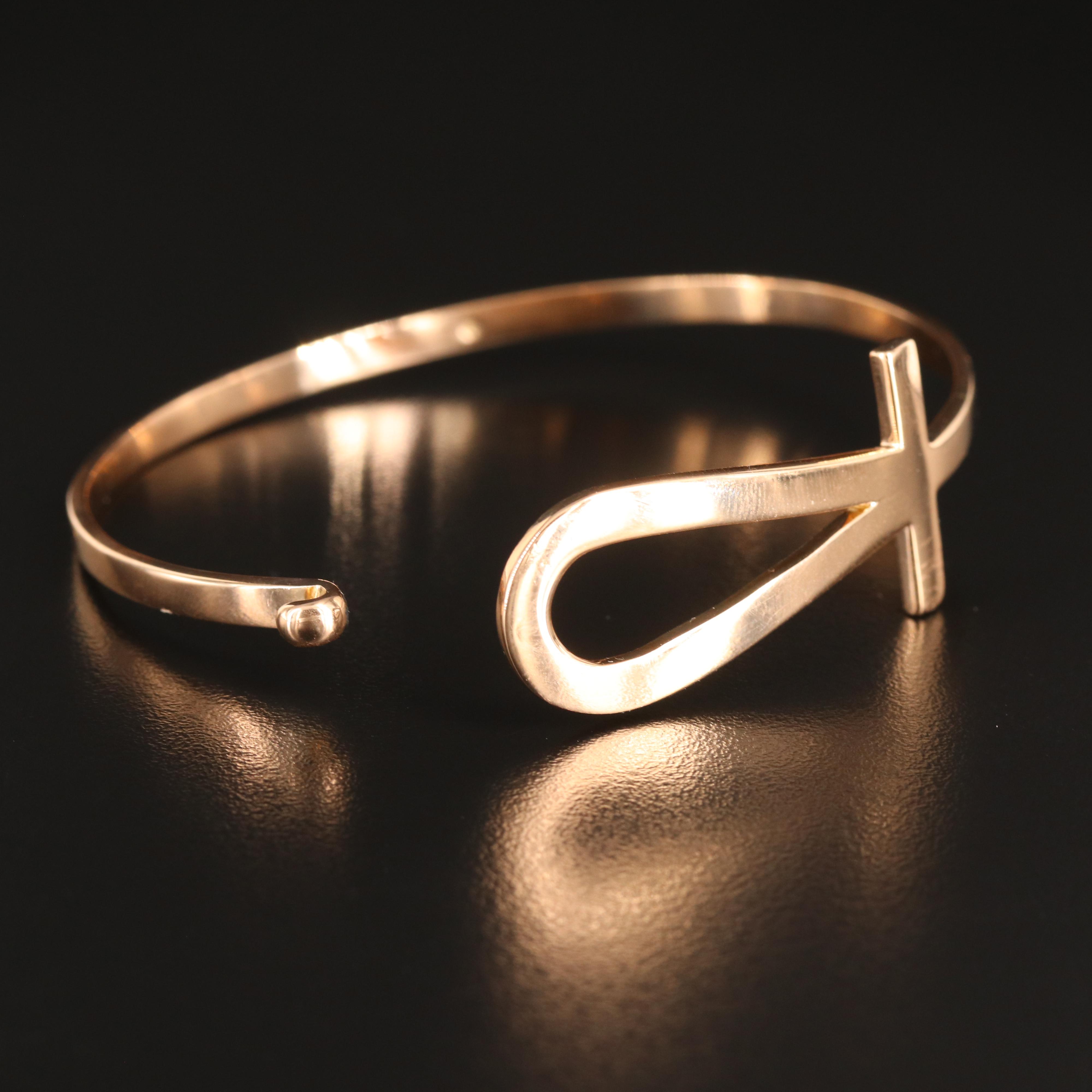 18K Rose Gold Ankh Bangle