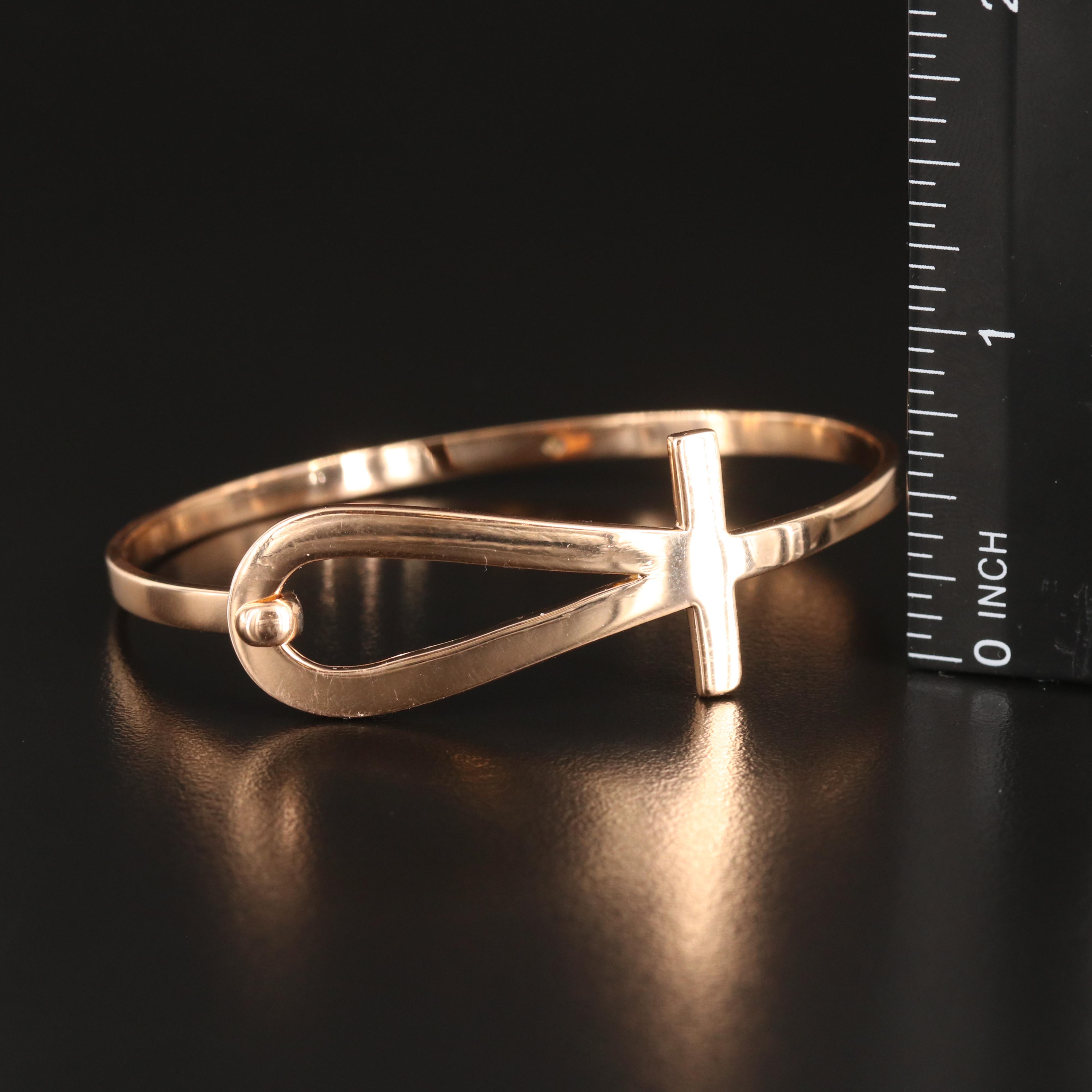 18K Rose Gold Ankh Bangle