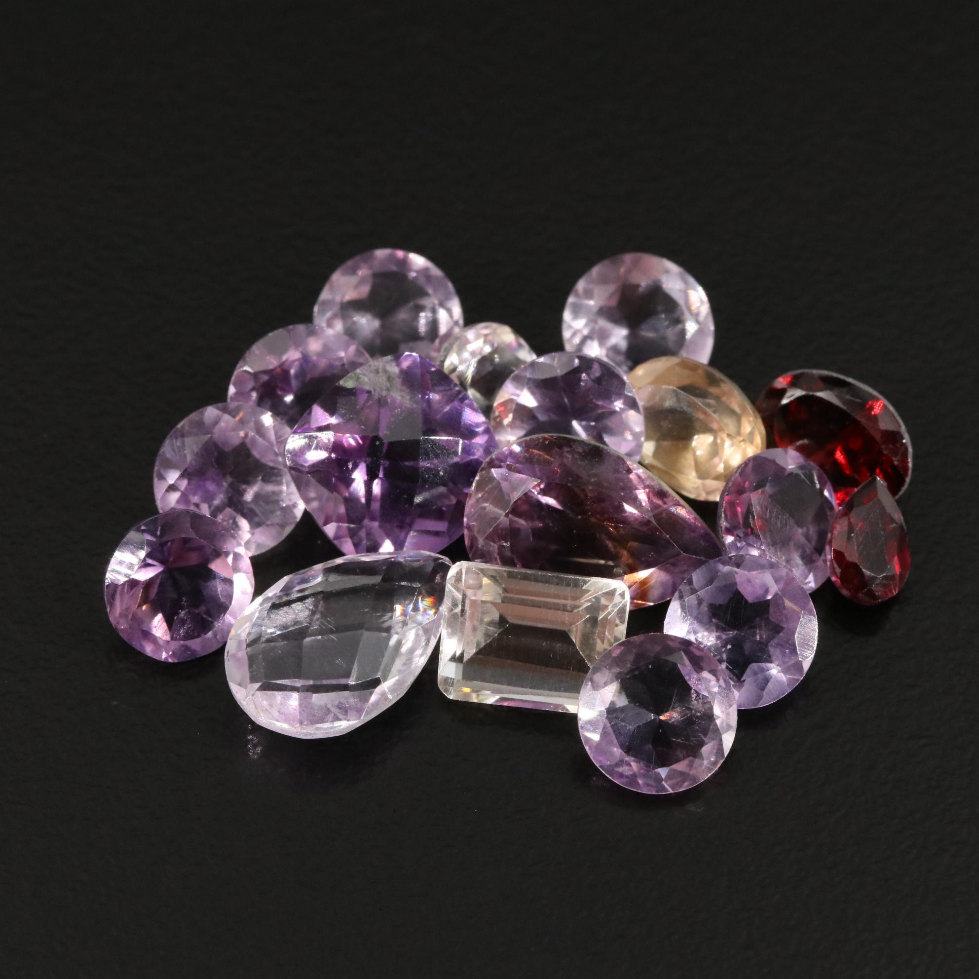Loose 24.60 CTW Amethyst, Garnet, and Citrine Lot