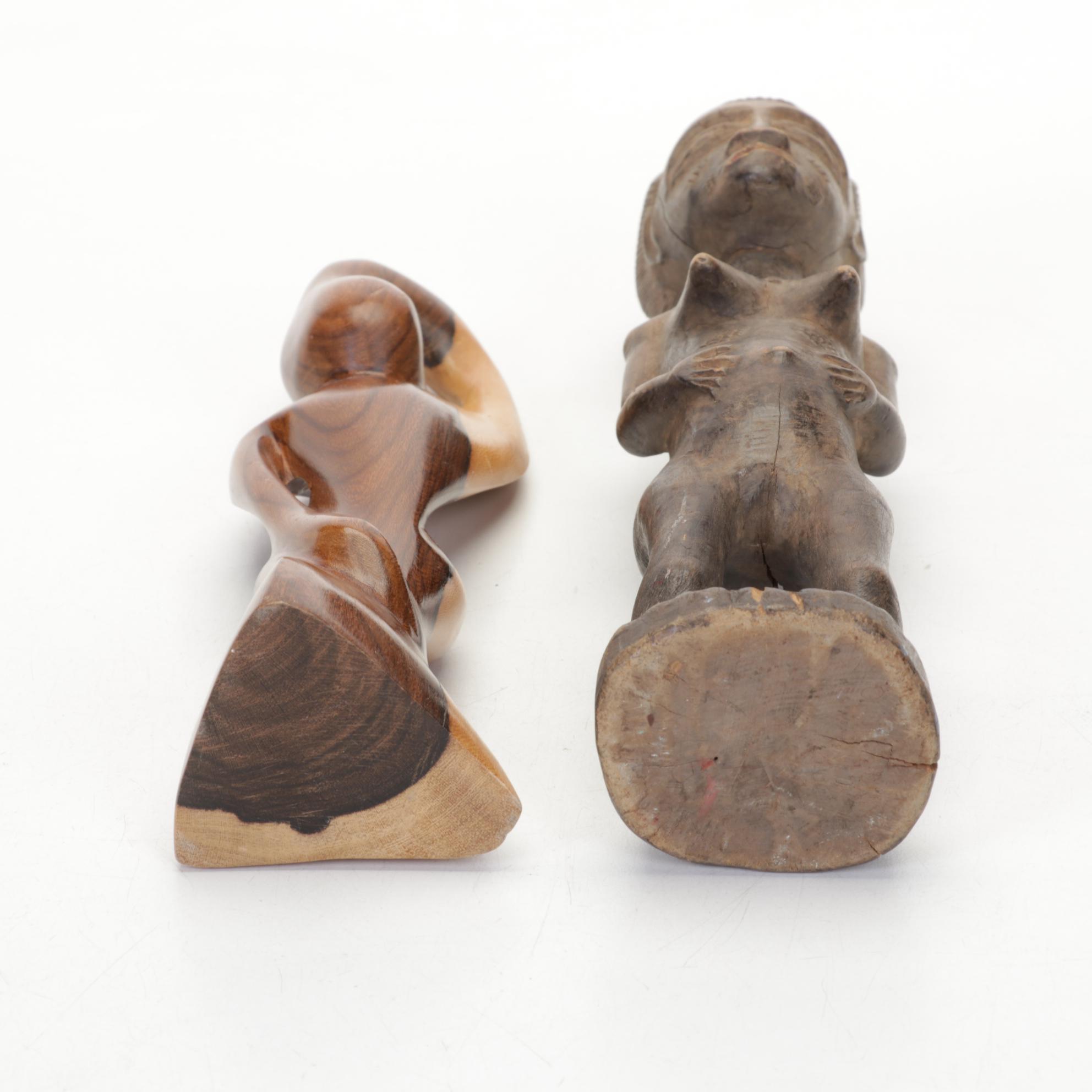 Gene Hamby Bookends with International Wood Art Carvings