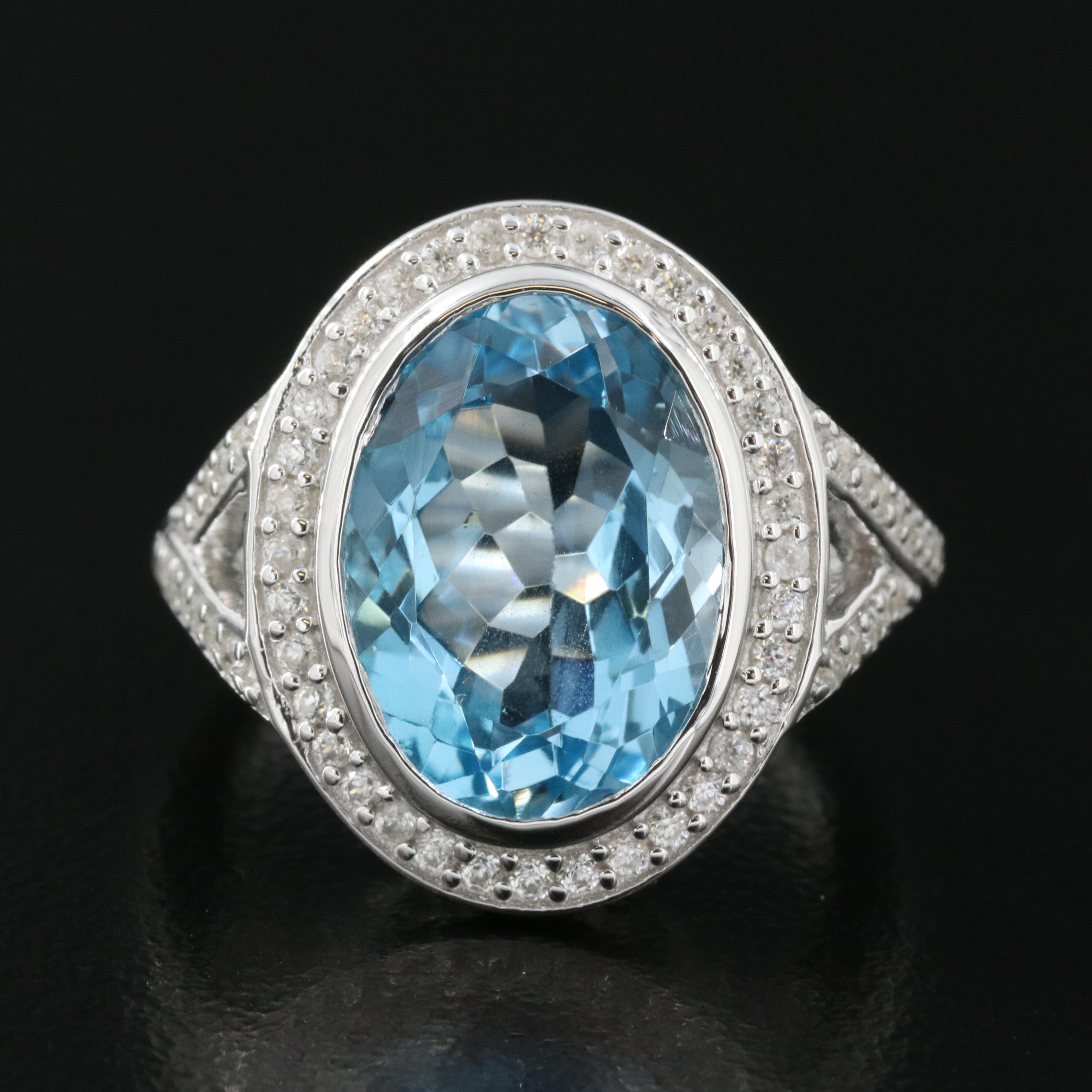 Sterling Topaz and Zircon Ring