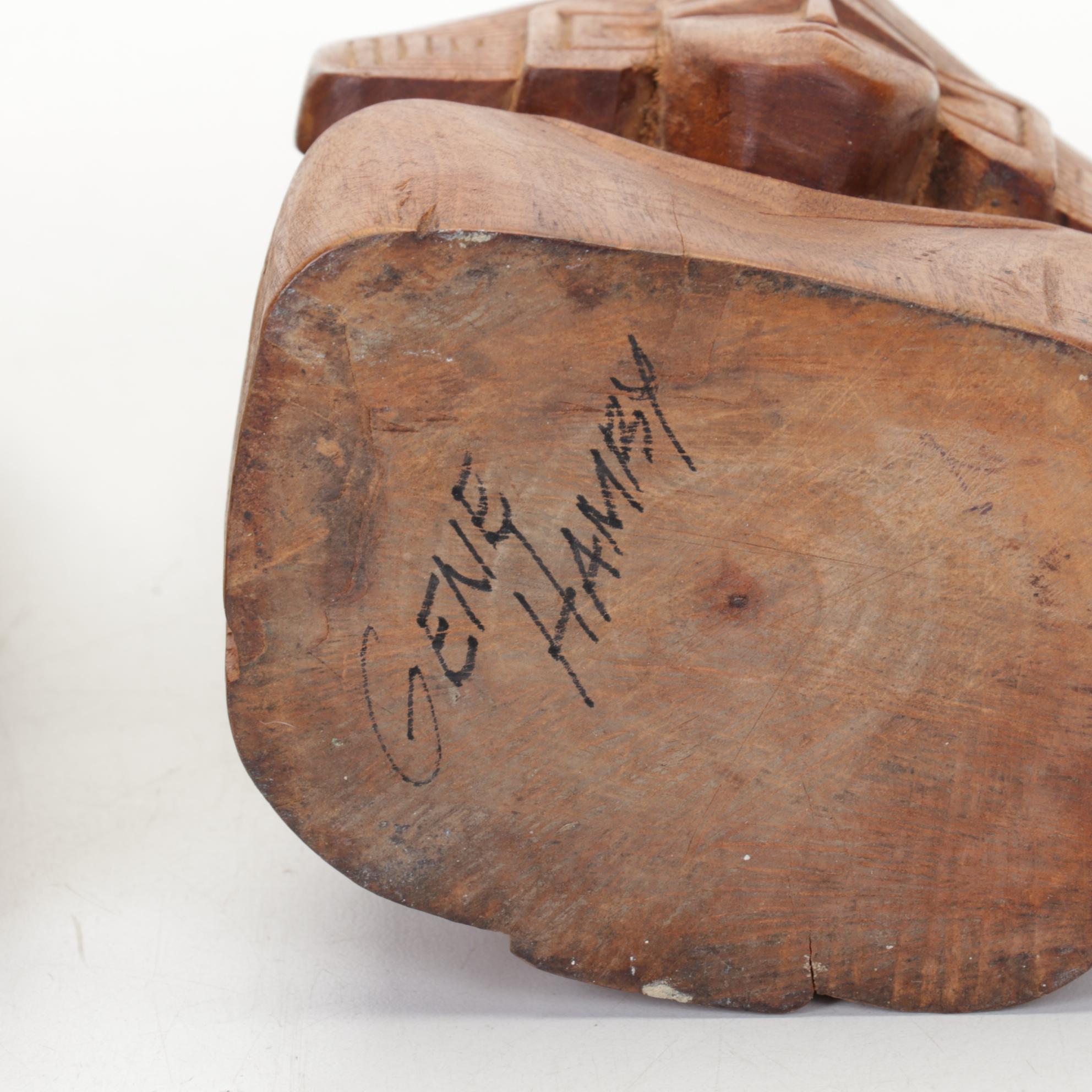 Gene Hamby Bookends with International Wood Art Carvings