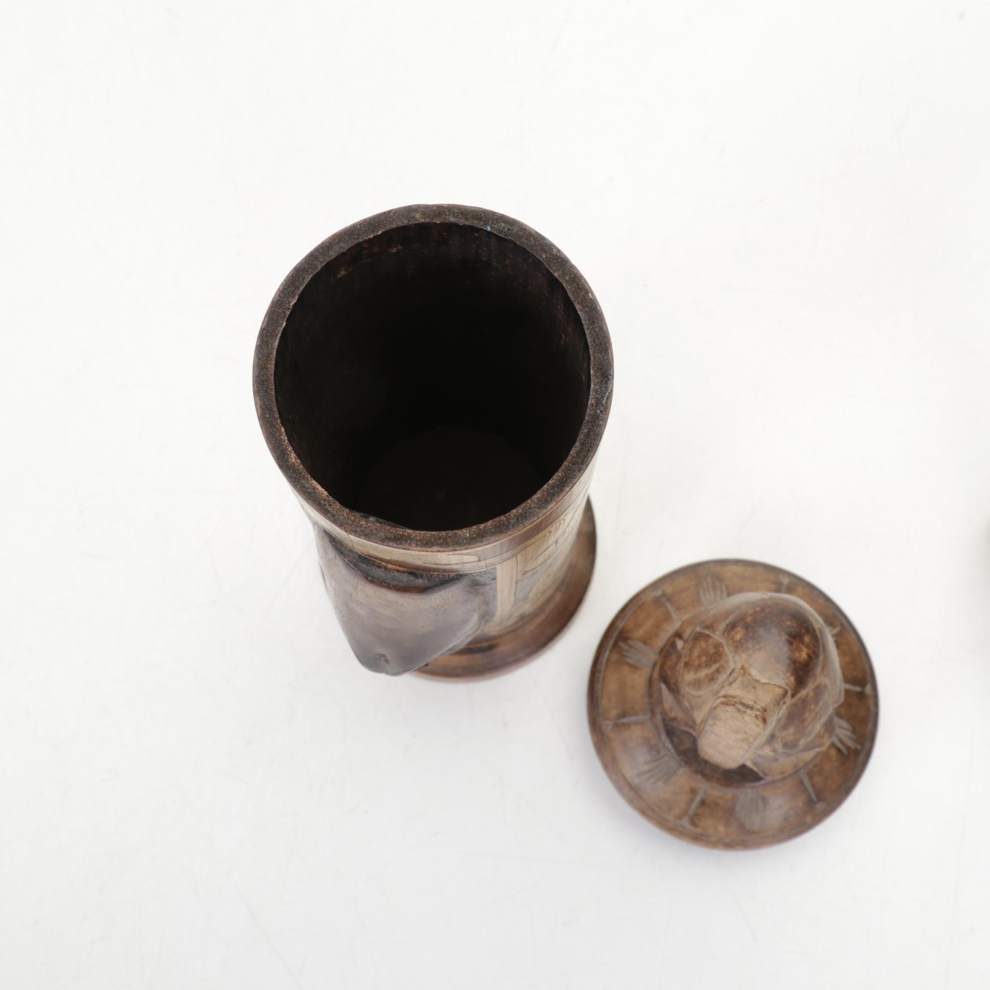 Gene Hamby Bookends with International Wood Art Carvings