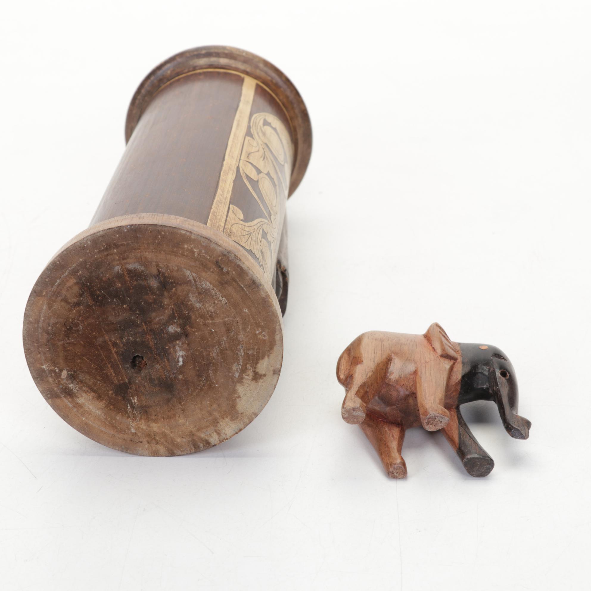 Gene Hamby Bookends with International Wood Art Carvings