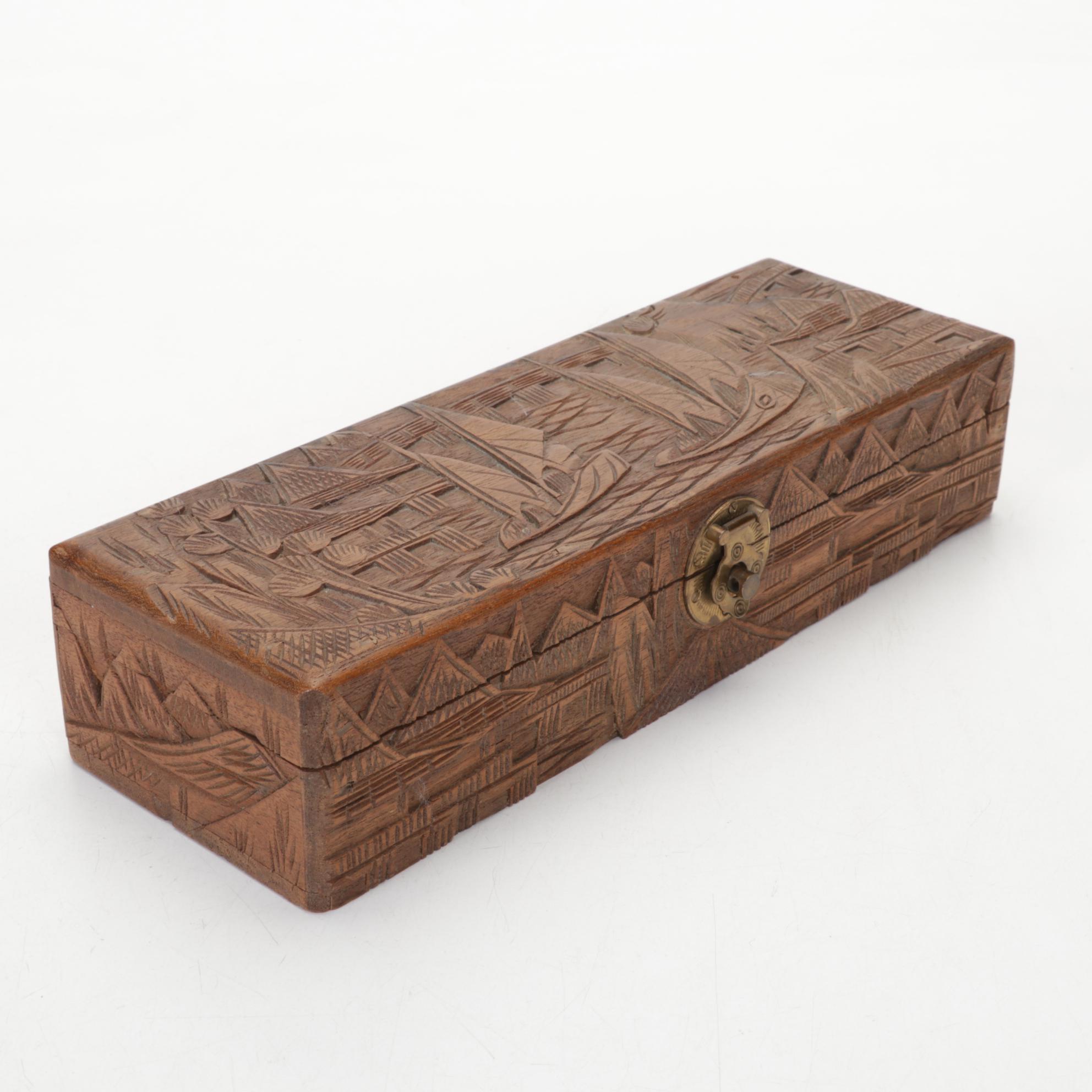 Gene Hamby Bookends with International Wood Art Carvings