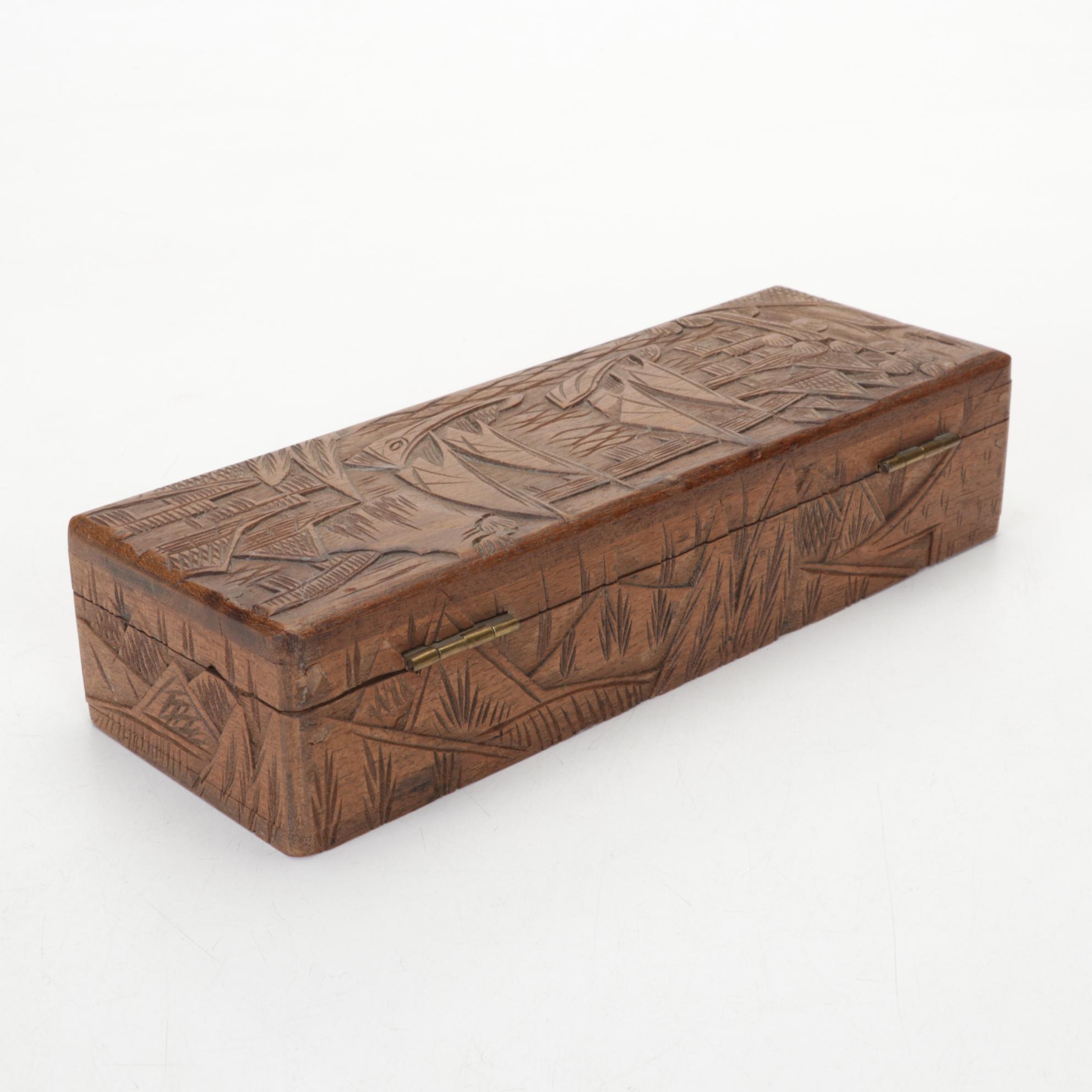 Gene Hamby Bookends with International Wood Art Carvings