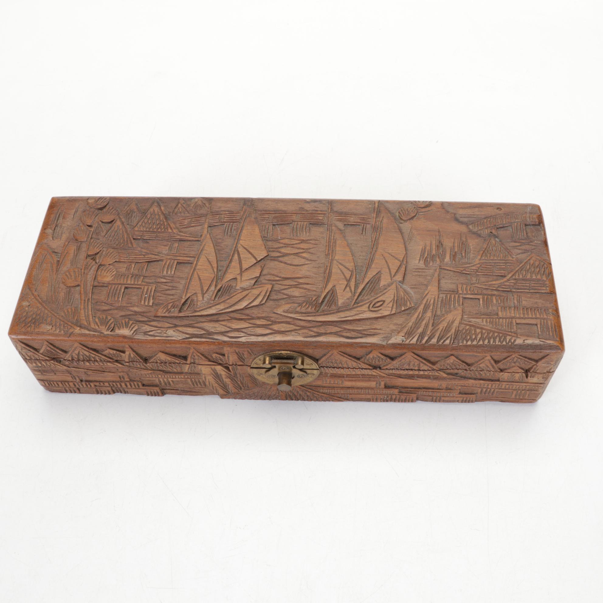 Gene Hamby Bookends with International Wood Art Carvings