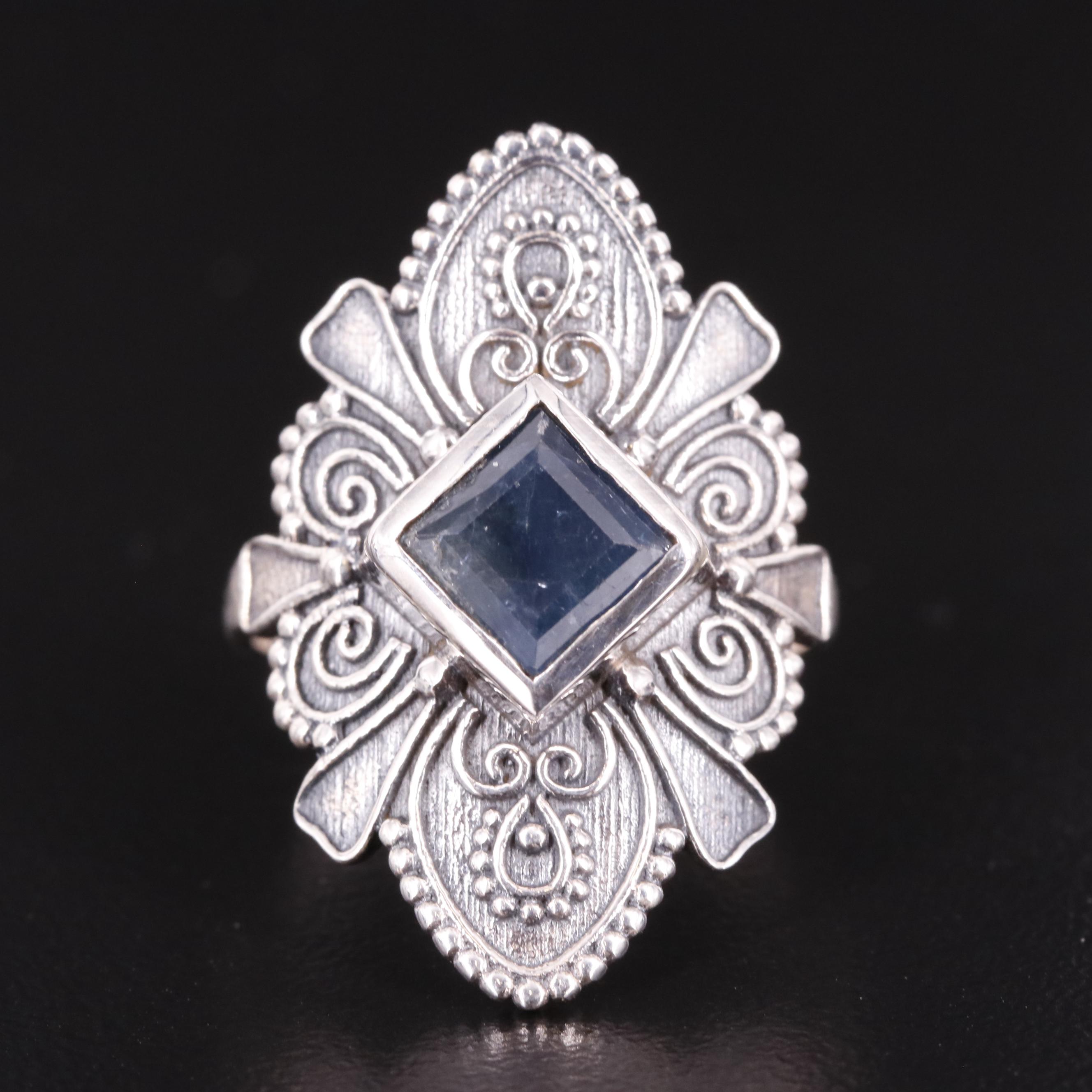 Sterling Sapphire Solitaire Ring