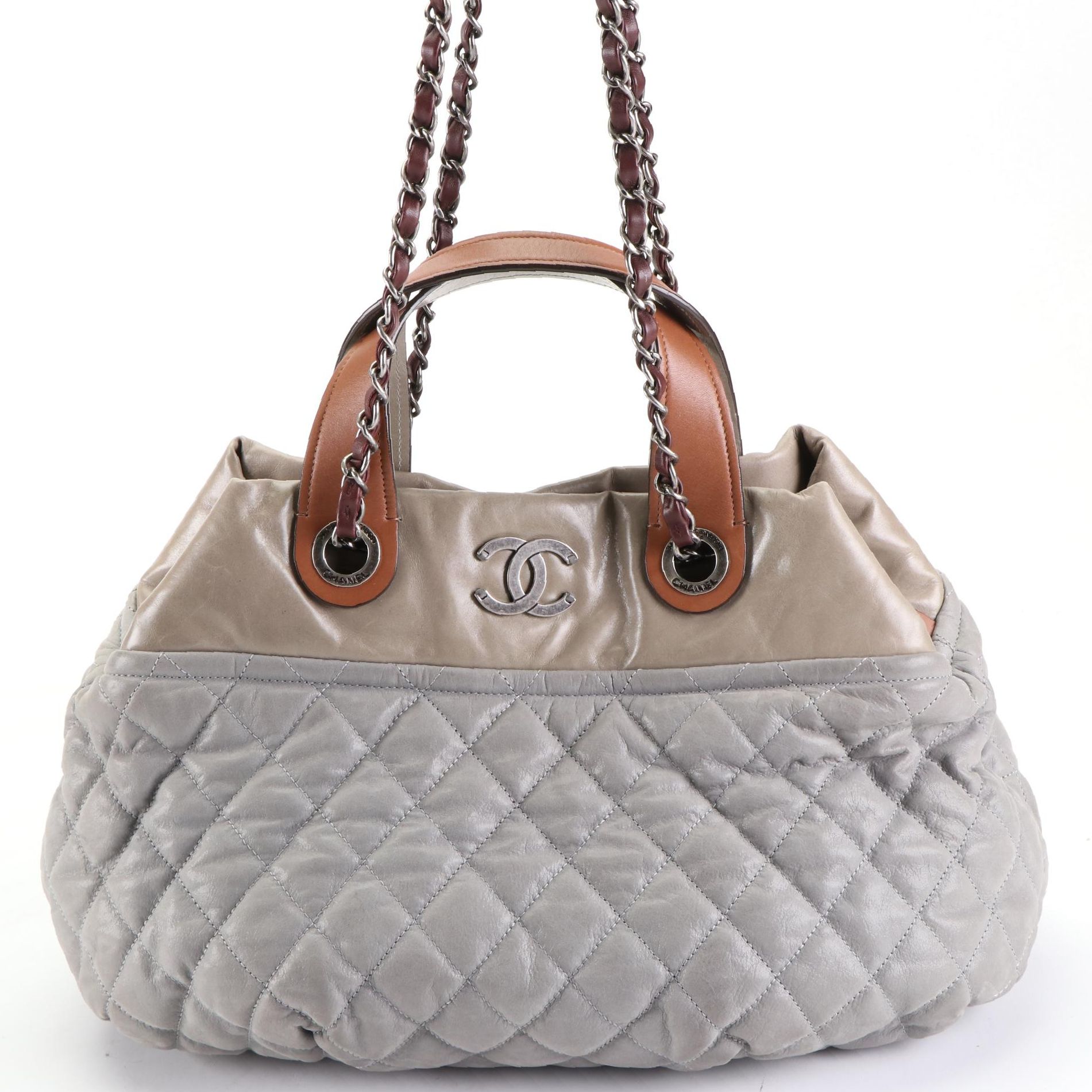 Chanel Quilted Textile and Leather Two-Way Handbag