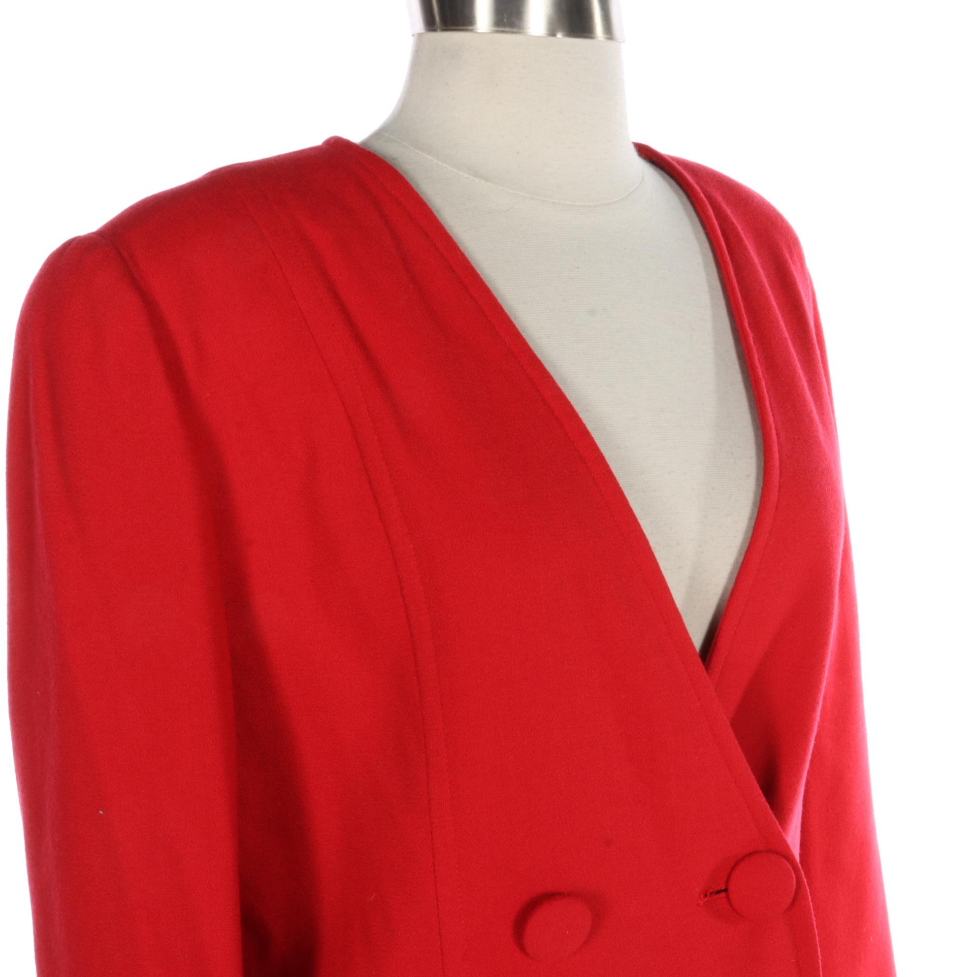 Christian Dior Red Skirt Suit in Wool Crepe