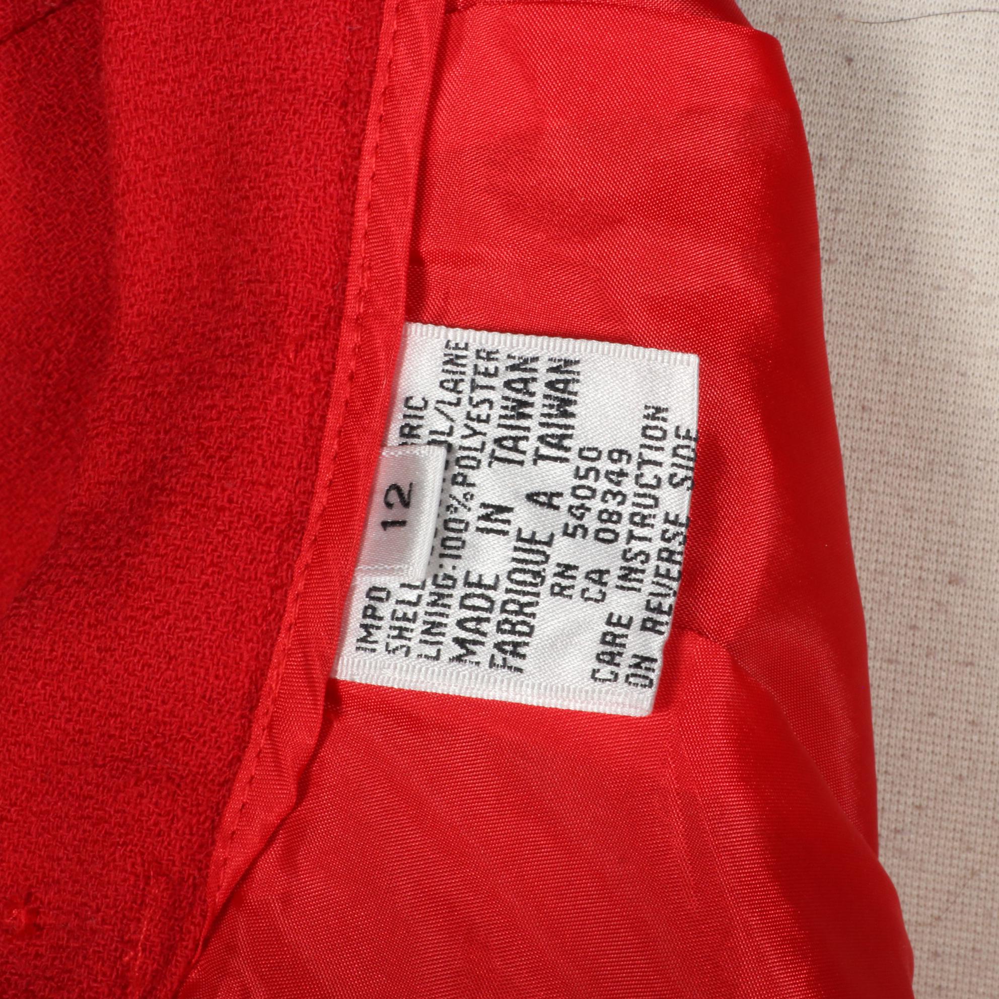 Christian Dior Red Skirt Suit in Wool Crepe