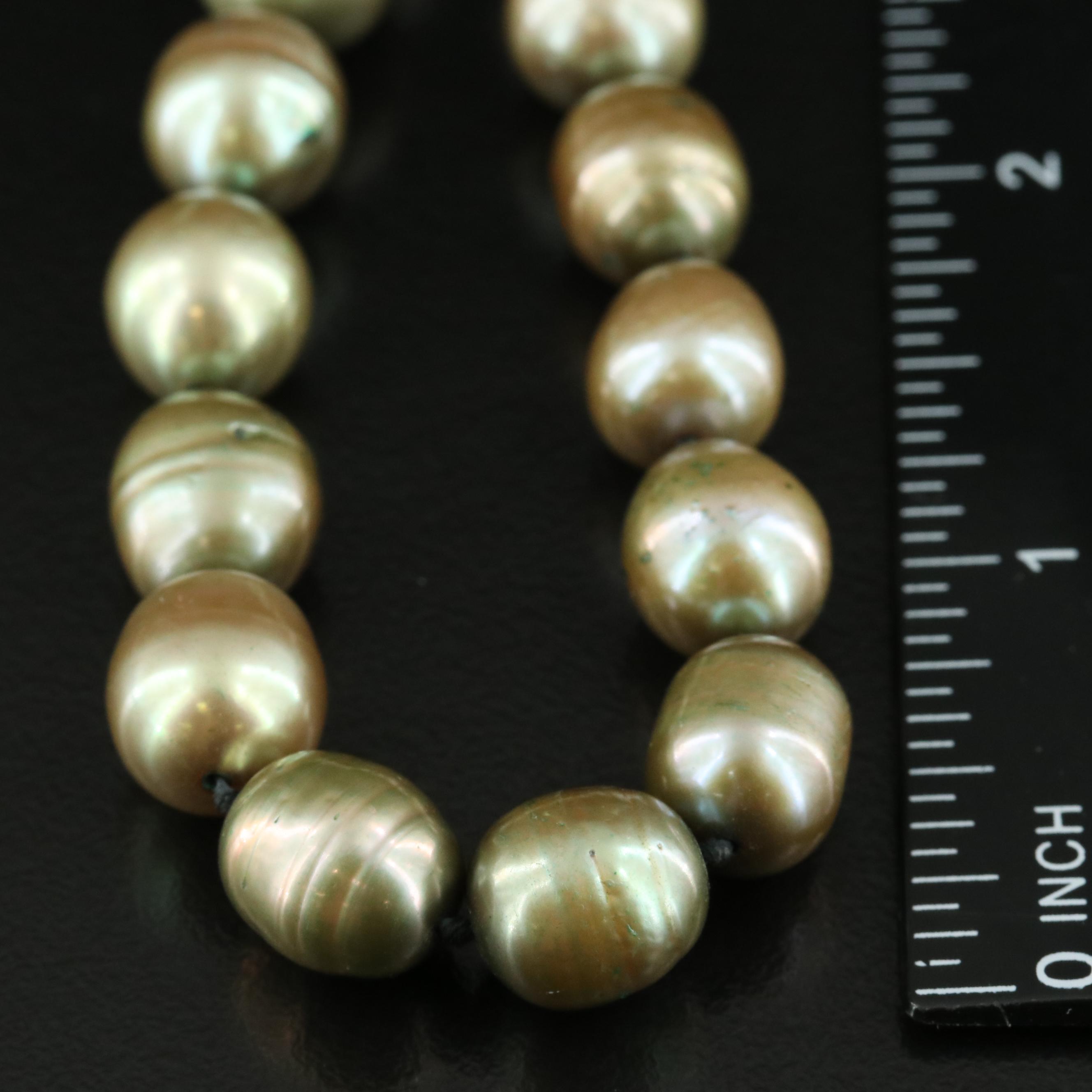 Rope Length Pearl Necklace with Sterling and Diamond Clasp