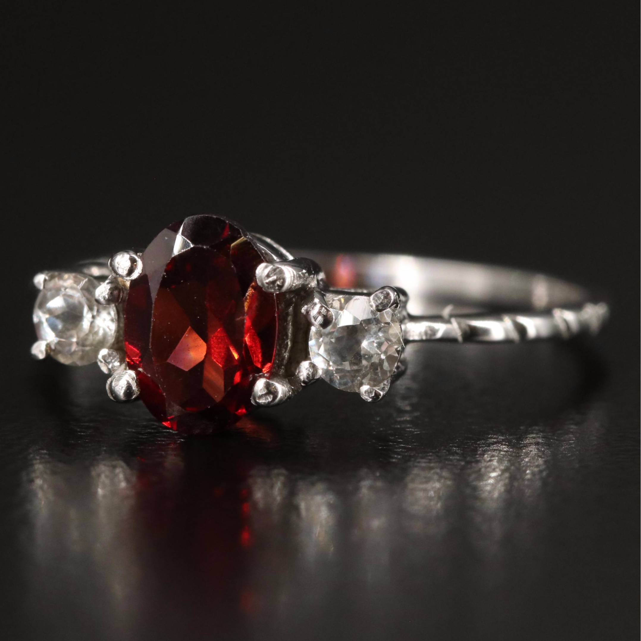 Sterling Garnet and White Topaz Ring