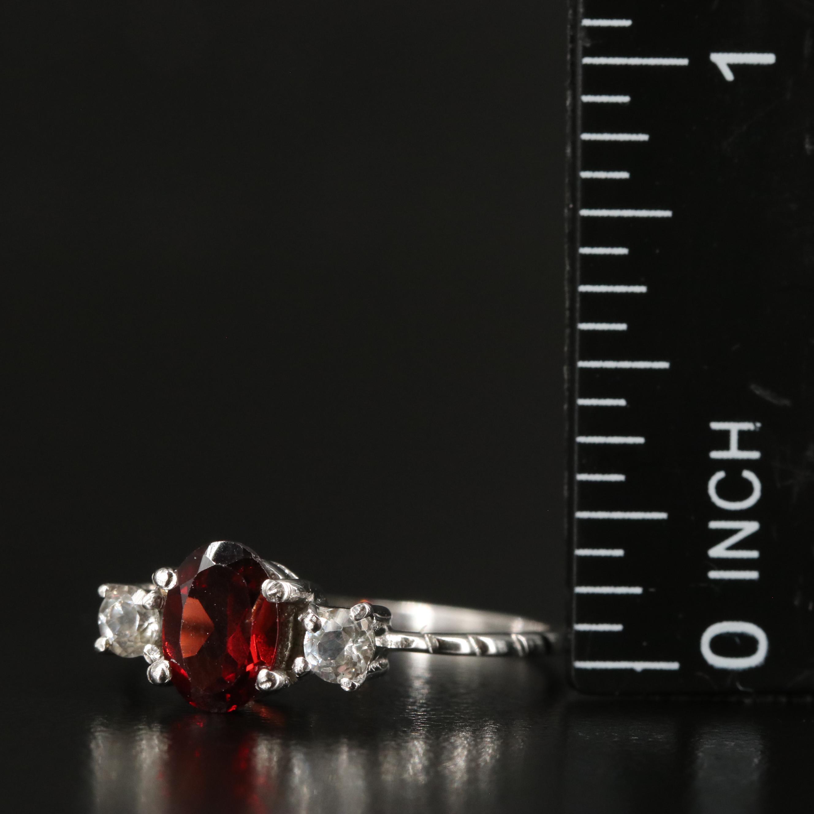Sterling Garnet and White Topaz Ring