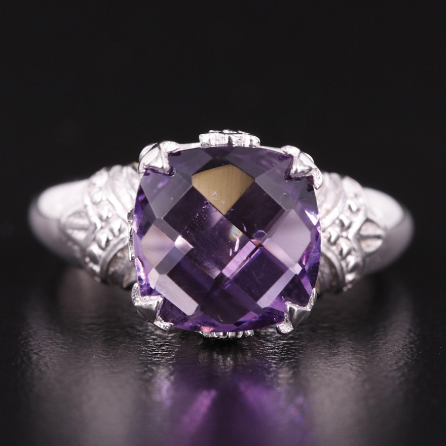 Sterling Amethyst Solitaire Ring