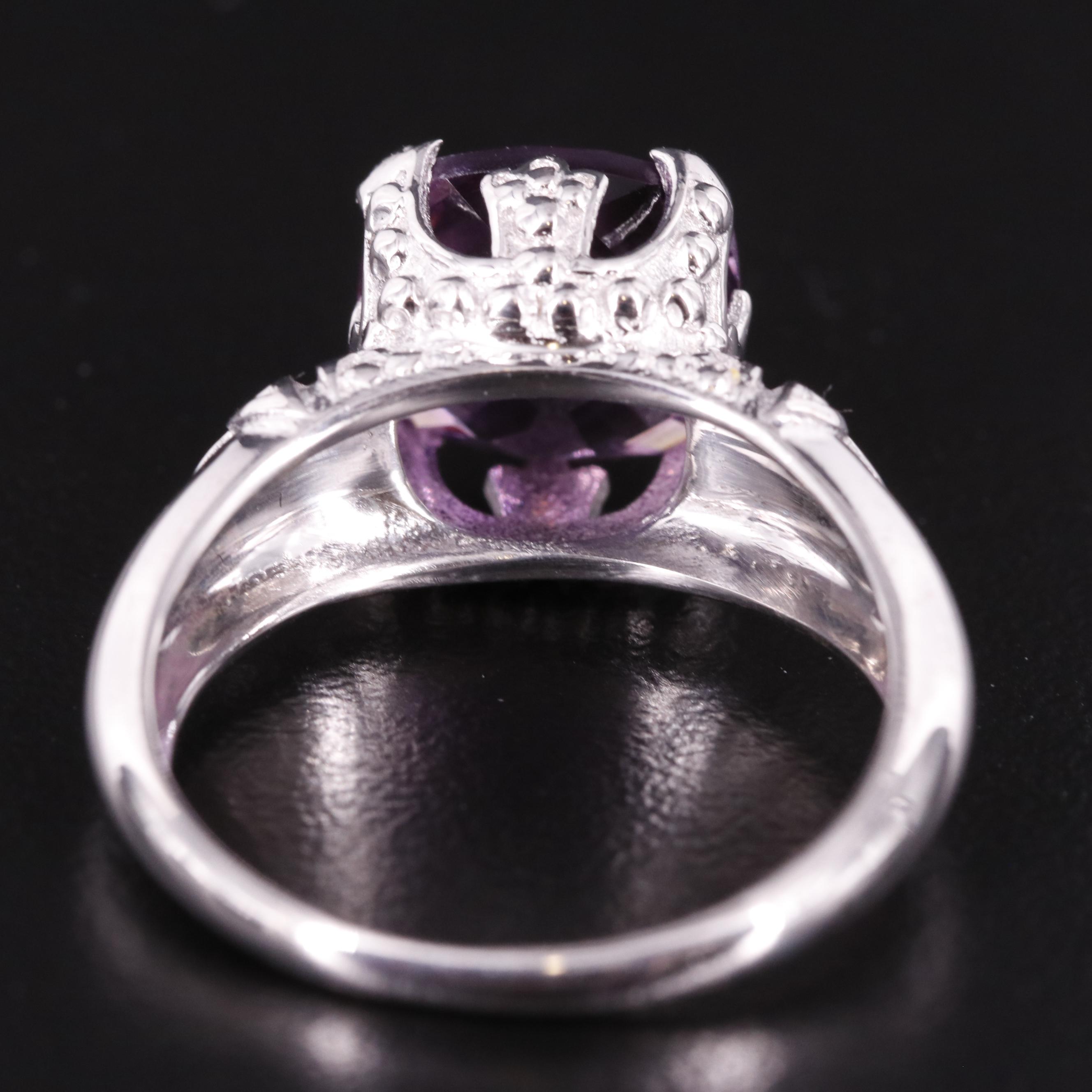 Sterling Amethyst Solitaire Ring