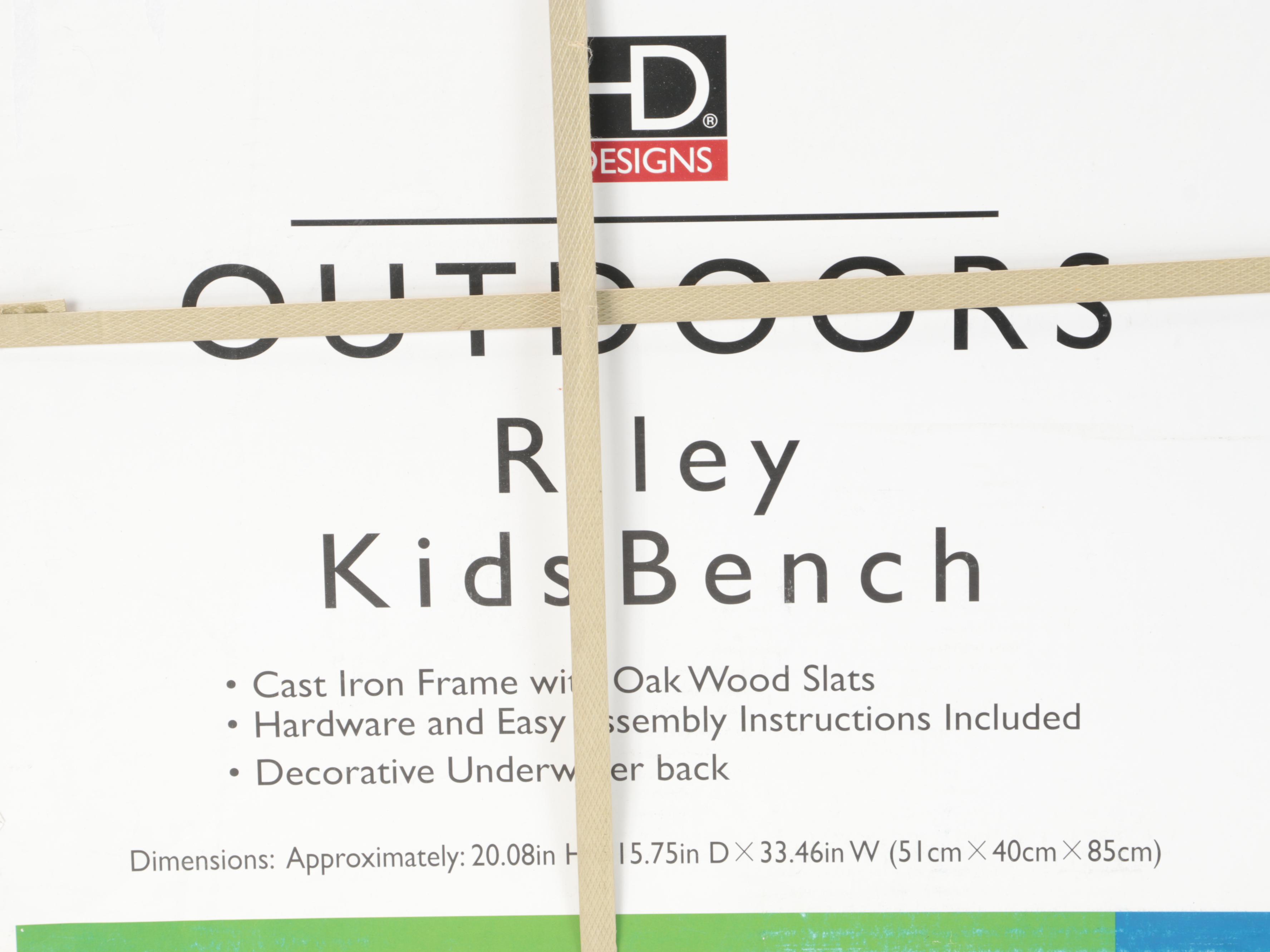 Two HD Designs "Riley" Wood and Cast Iron Child's Garden Benches