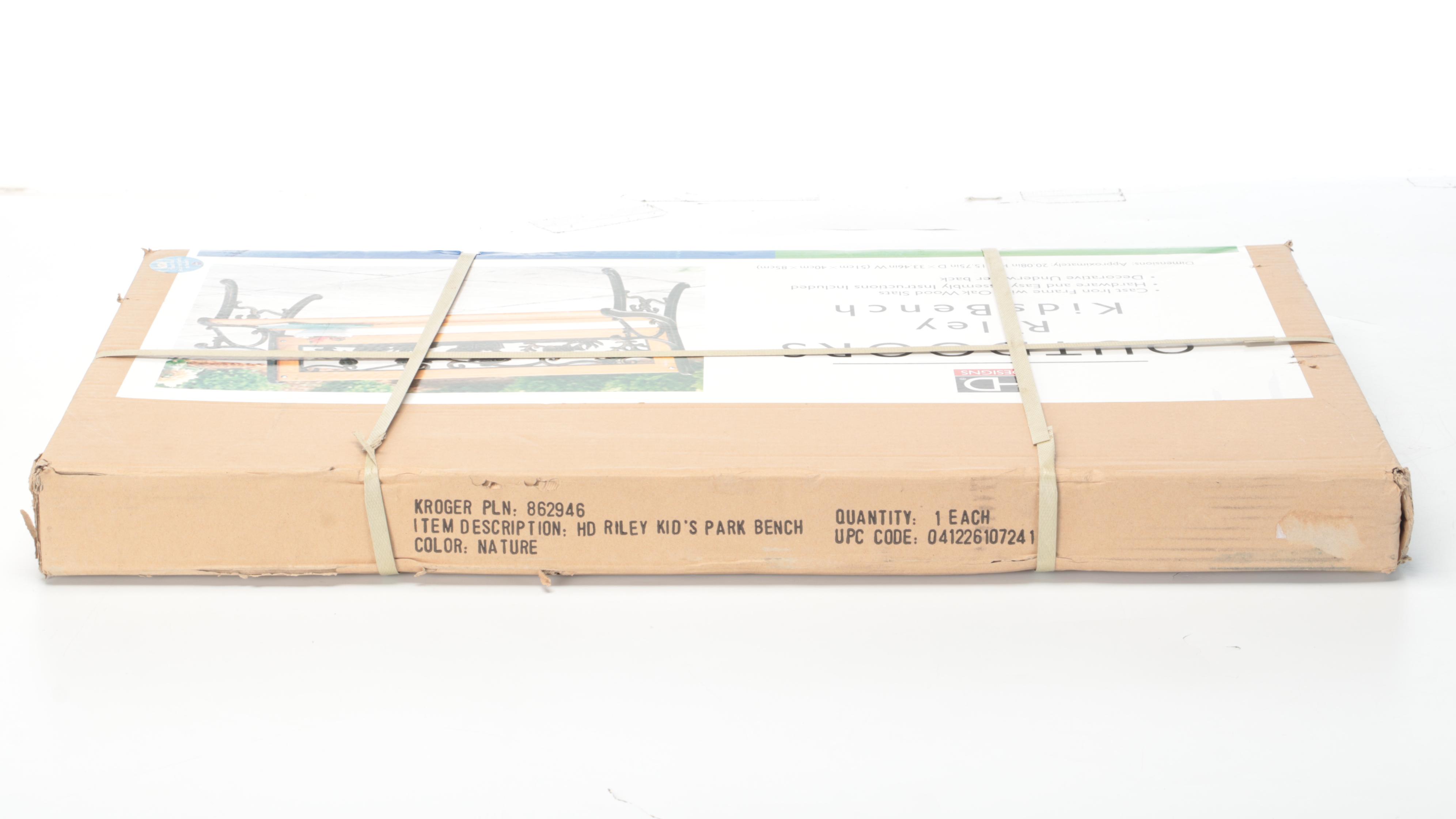 Two HD Designs "Riley" Wood and Cast Iron Child's Garden Benches