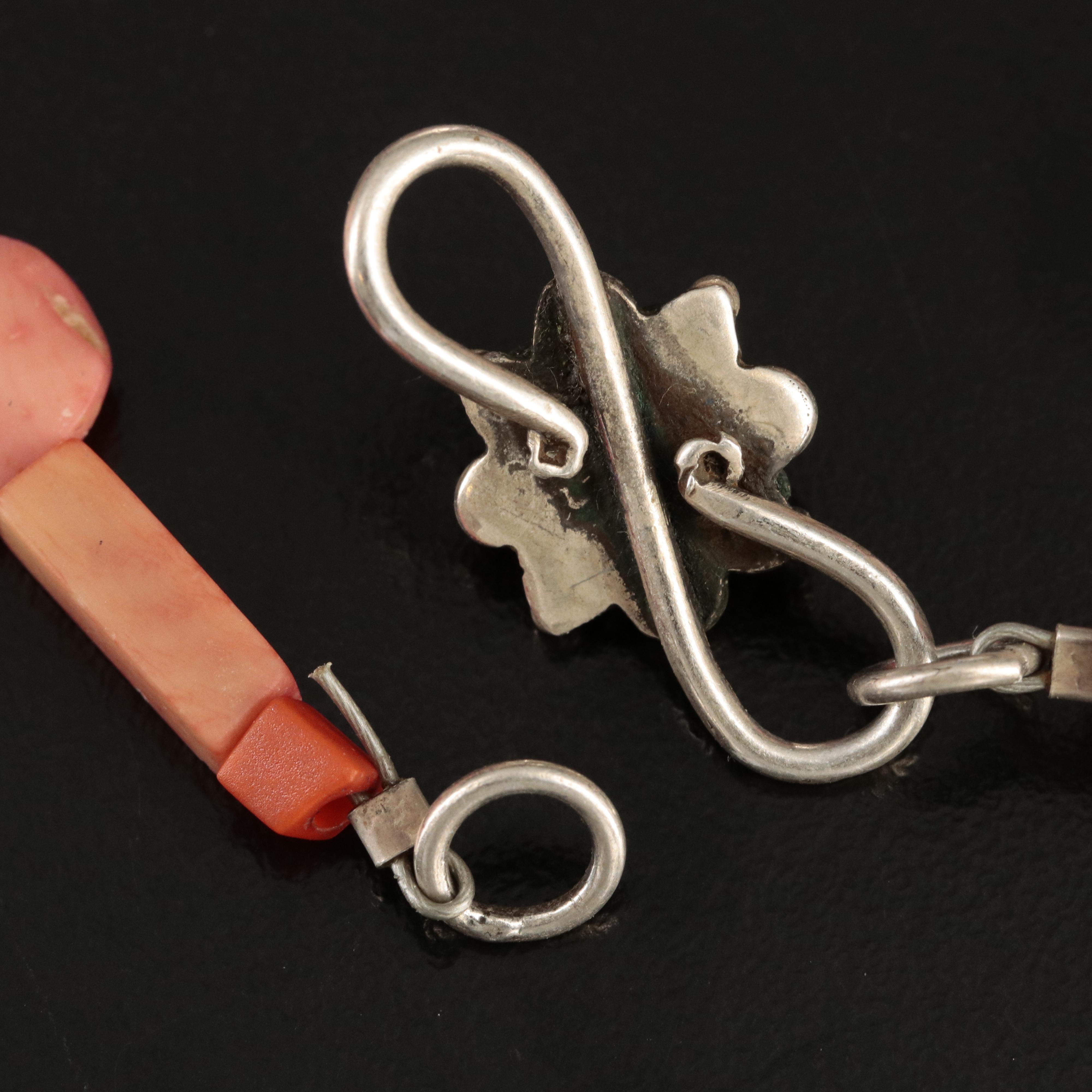 Coral and Rhodolite Garnet Necklace with Sterling Clasp