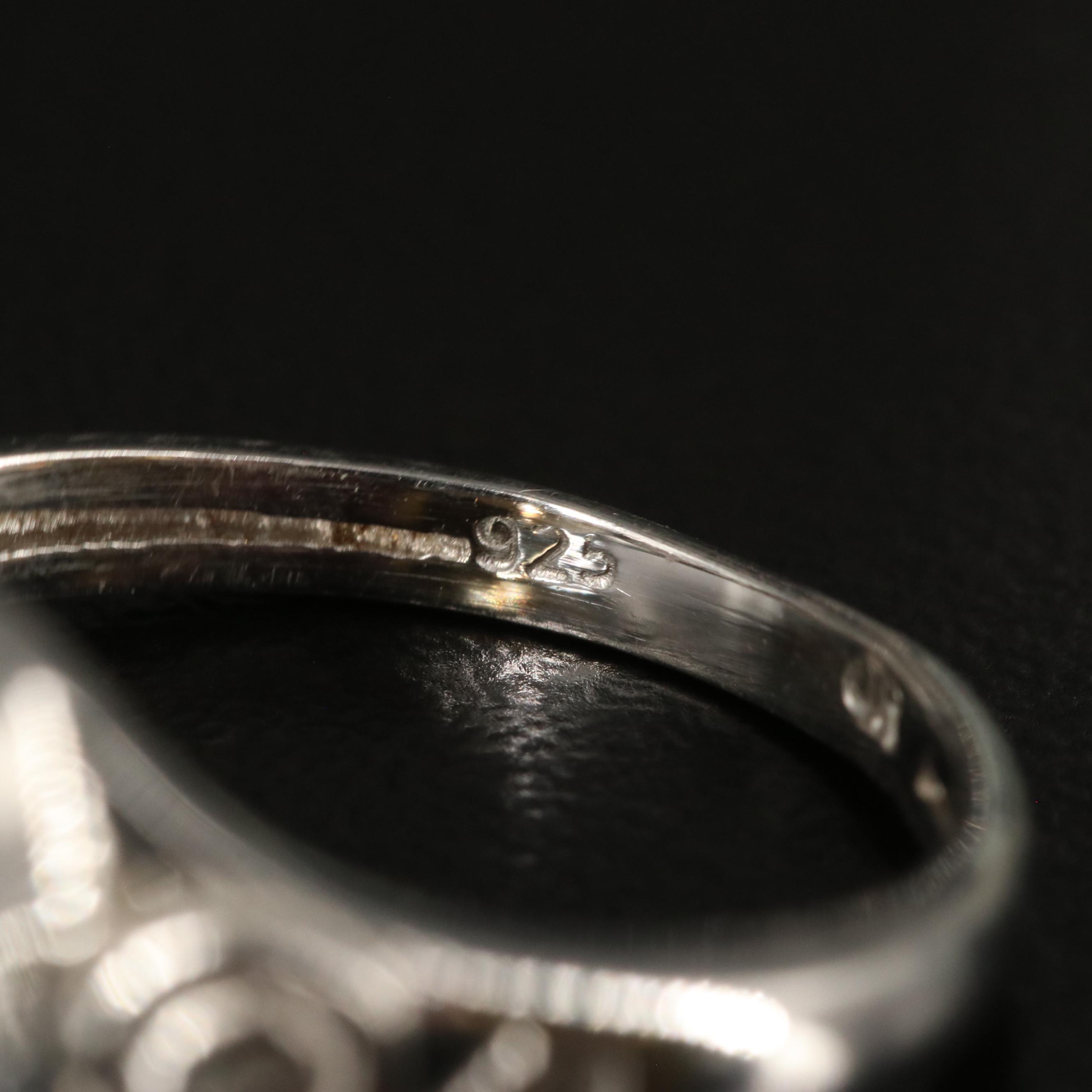 Sterling Citrine Ring with Scrollwork Accents