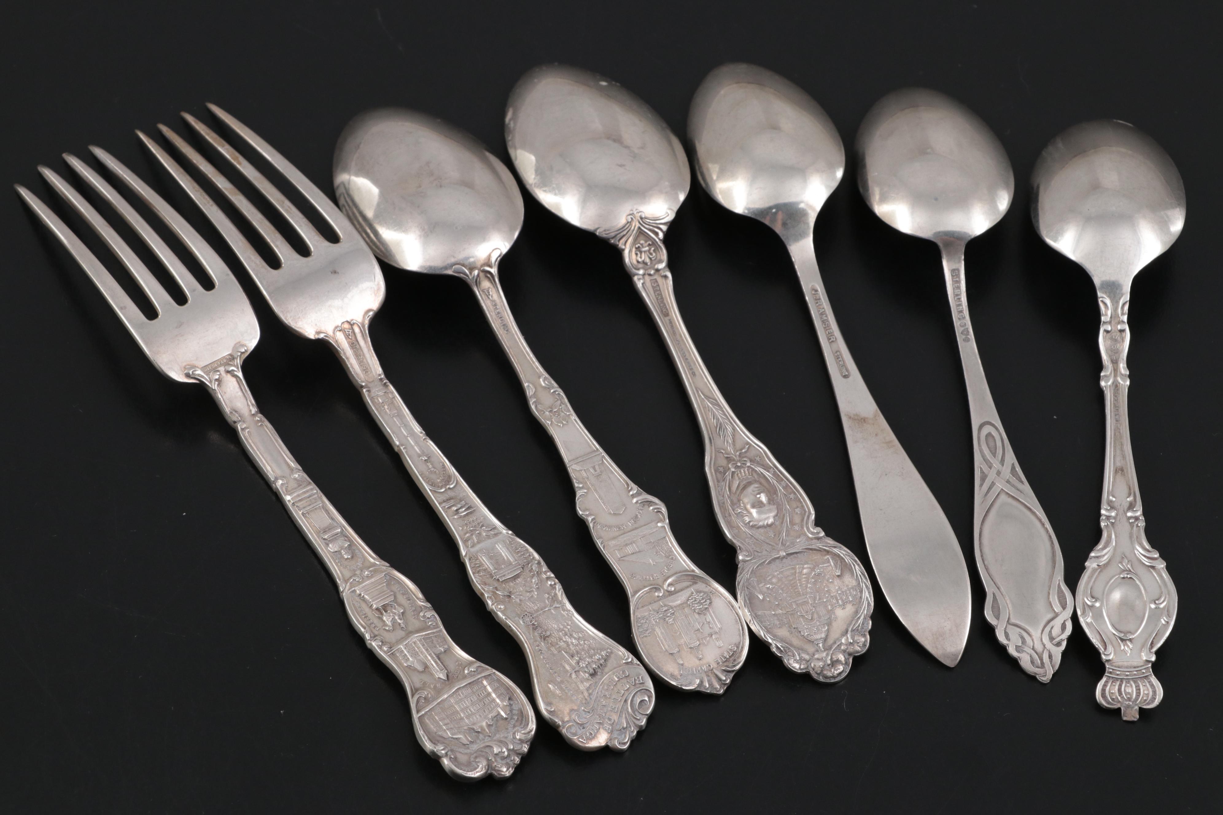 American Sterling Silver Souvenir Spoons and Forks Including Cincinnati
