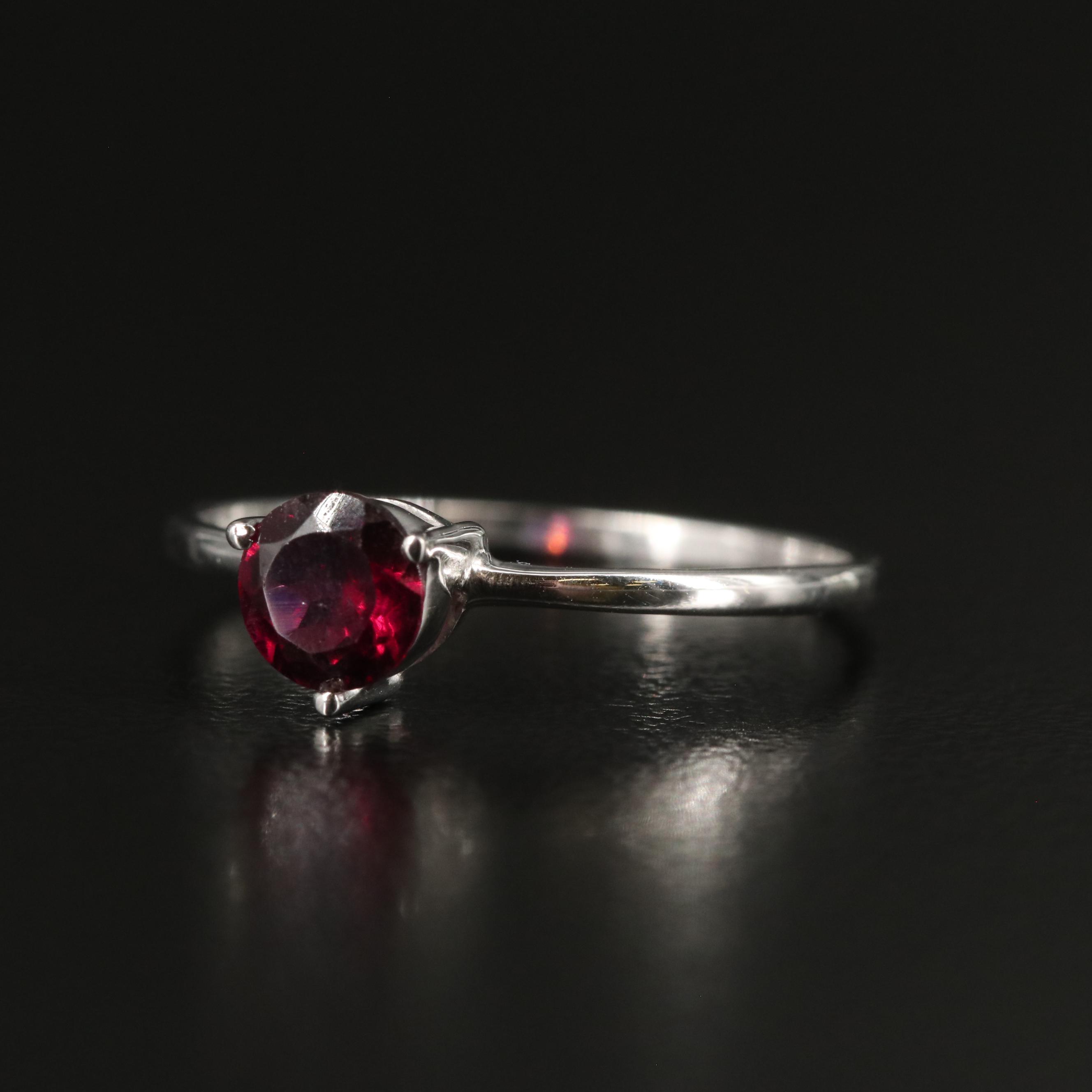 Sterling Garnet Solitaire Ring