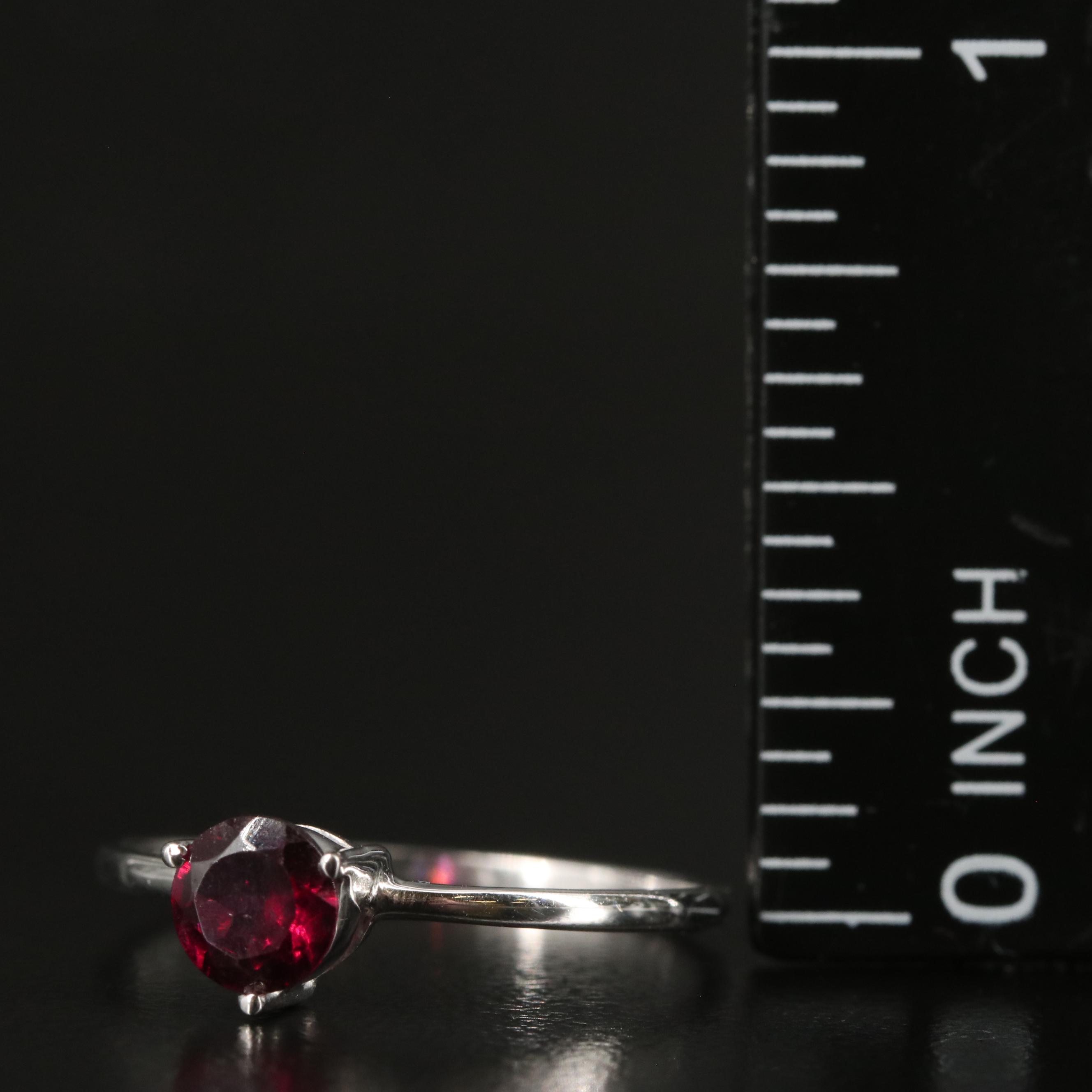 Sterling Garnet Solitaire Ring