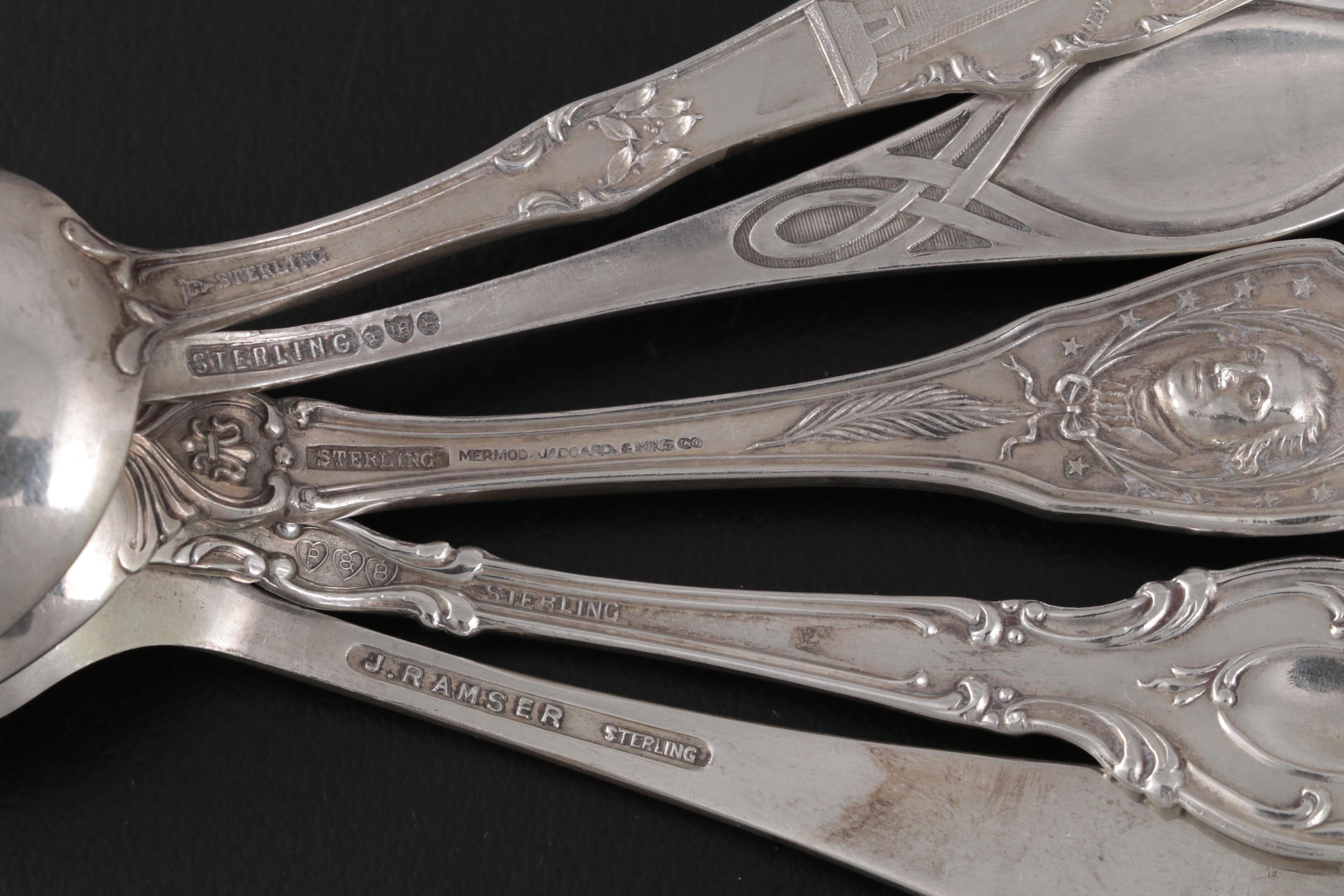 American Sterling Silver Souvenir Spoons and Forks Including Cincinnati