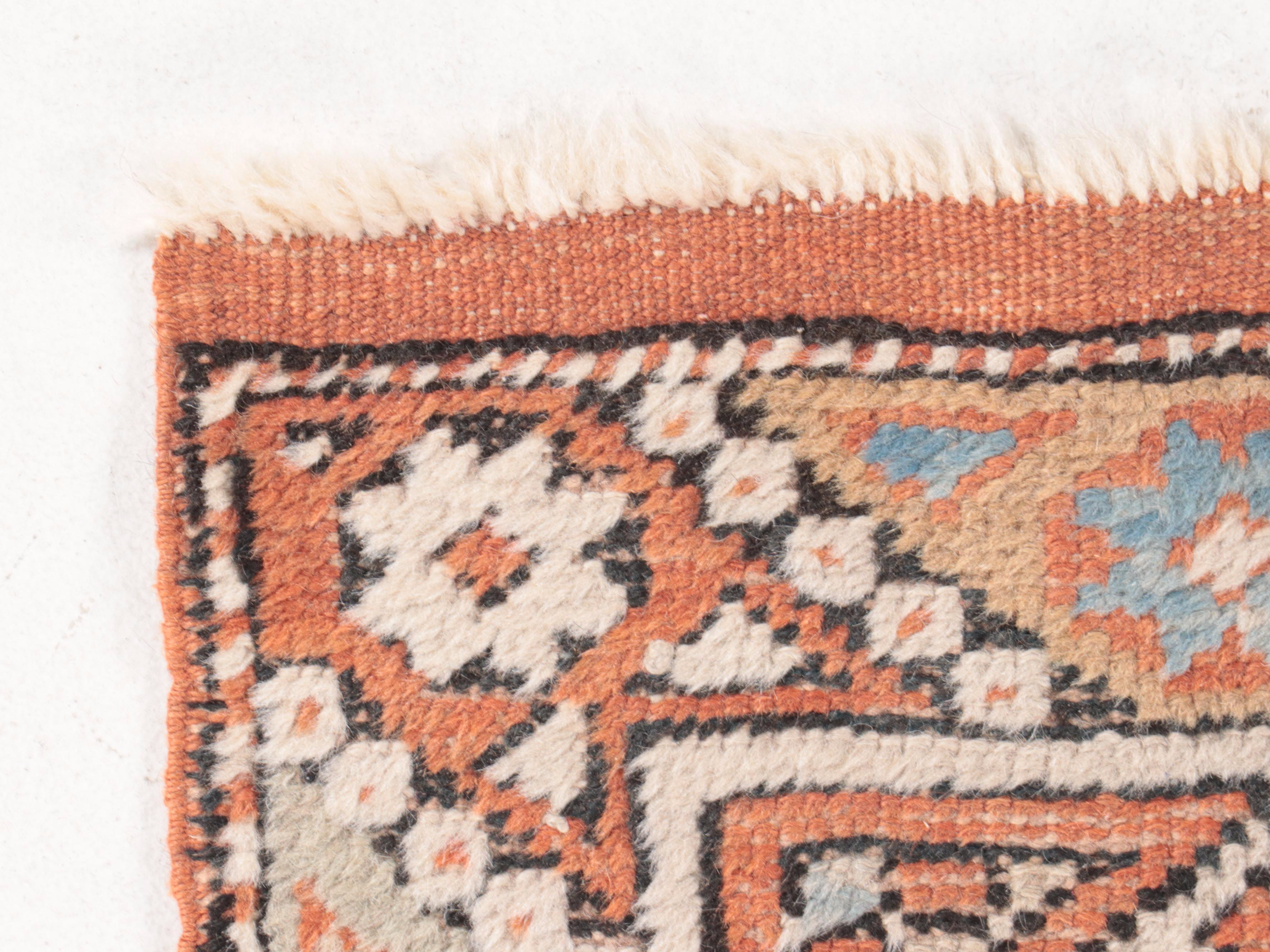 2'4 x 4'2 Hand-Knotted Turkish Bergama Accent Rug