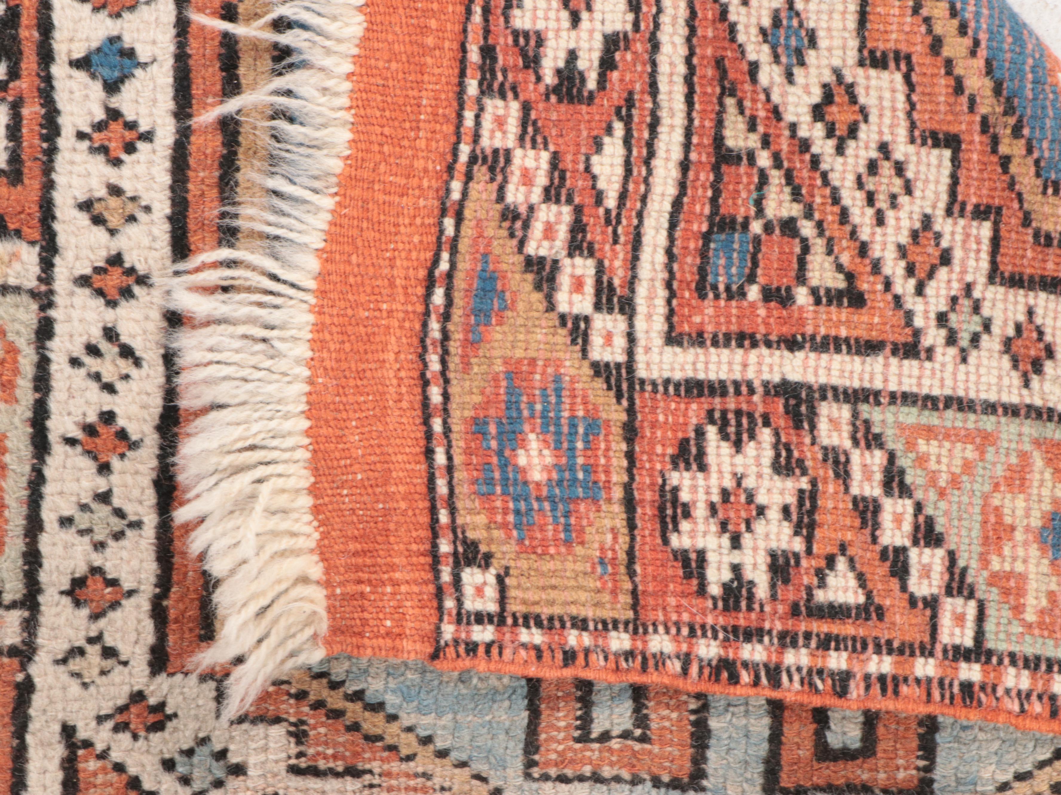 2'4 x 4'2 Hand-Knotted Turkish Bergama Accent Rug