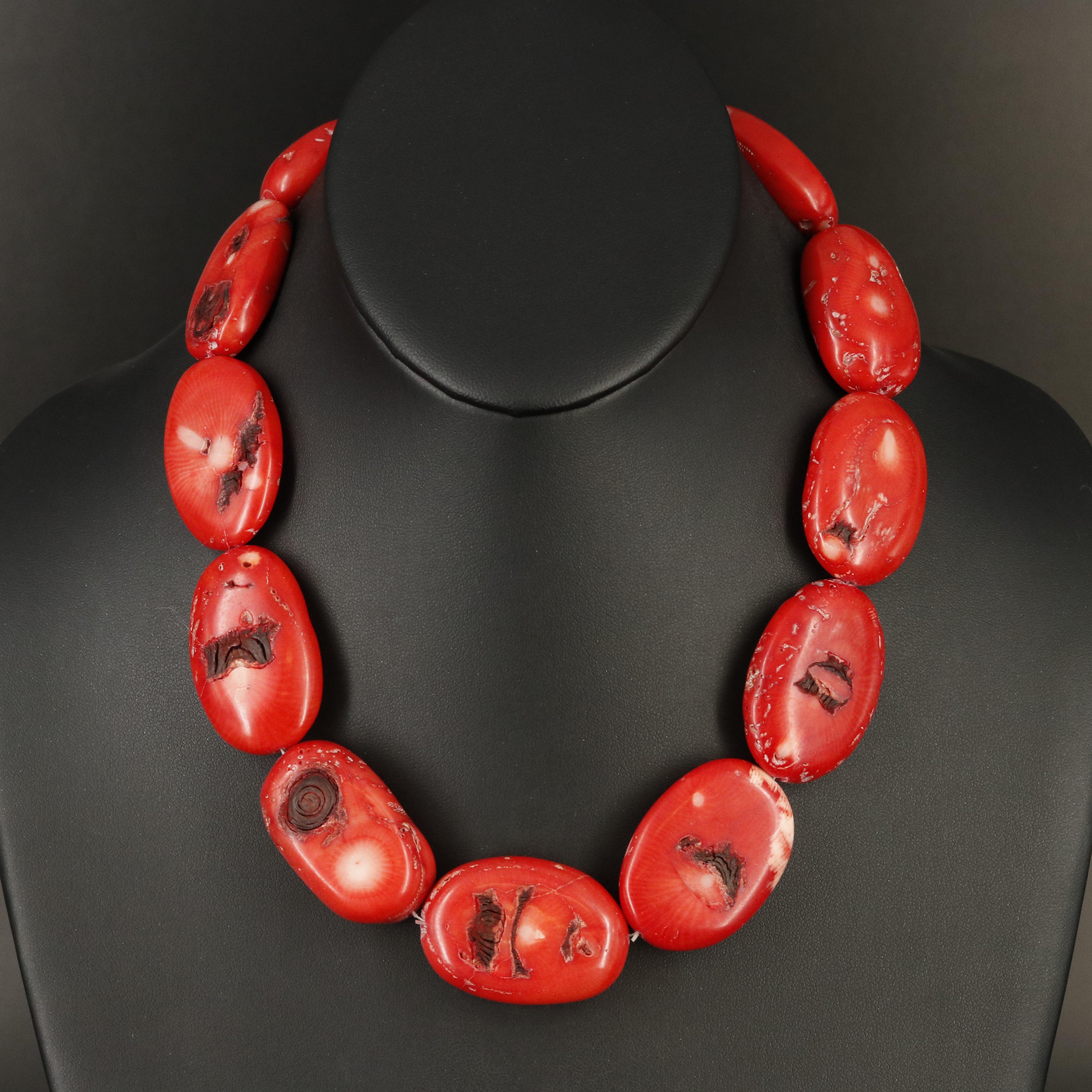 Coral Necklace with Sterling Clasp