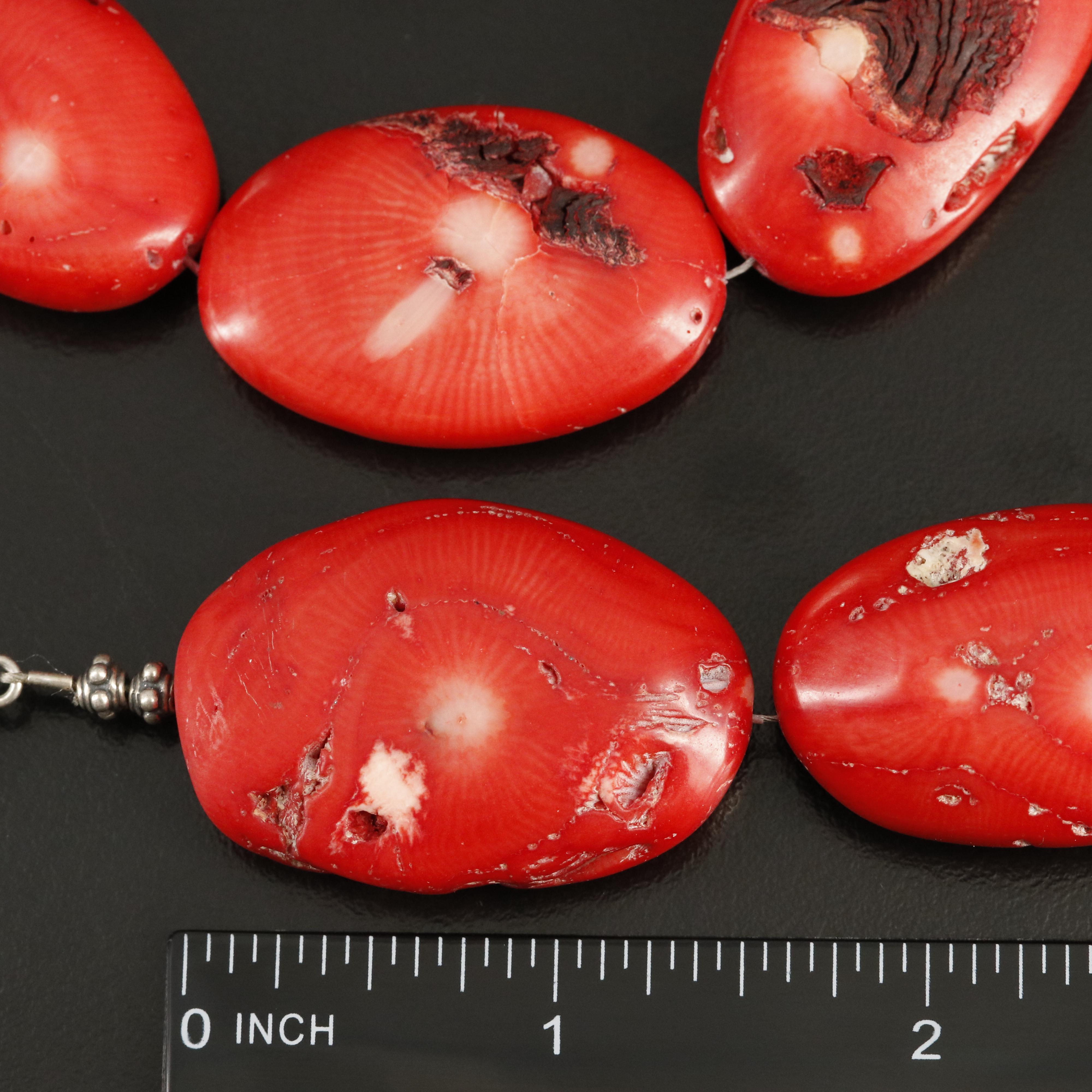Coral Necklace with Sterling Clasp