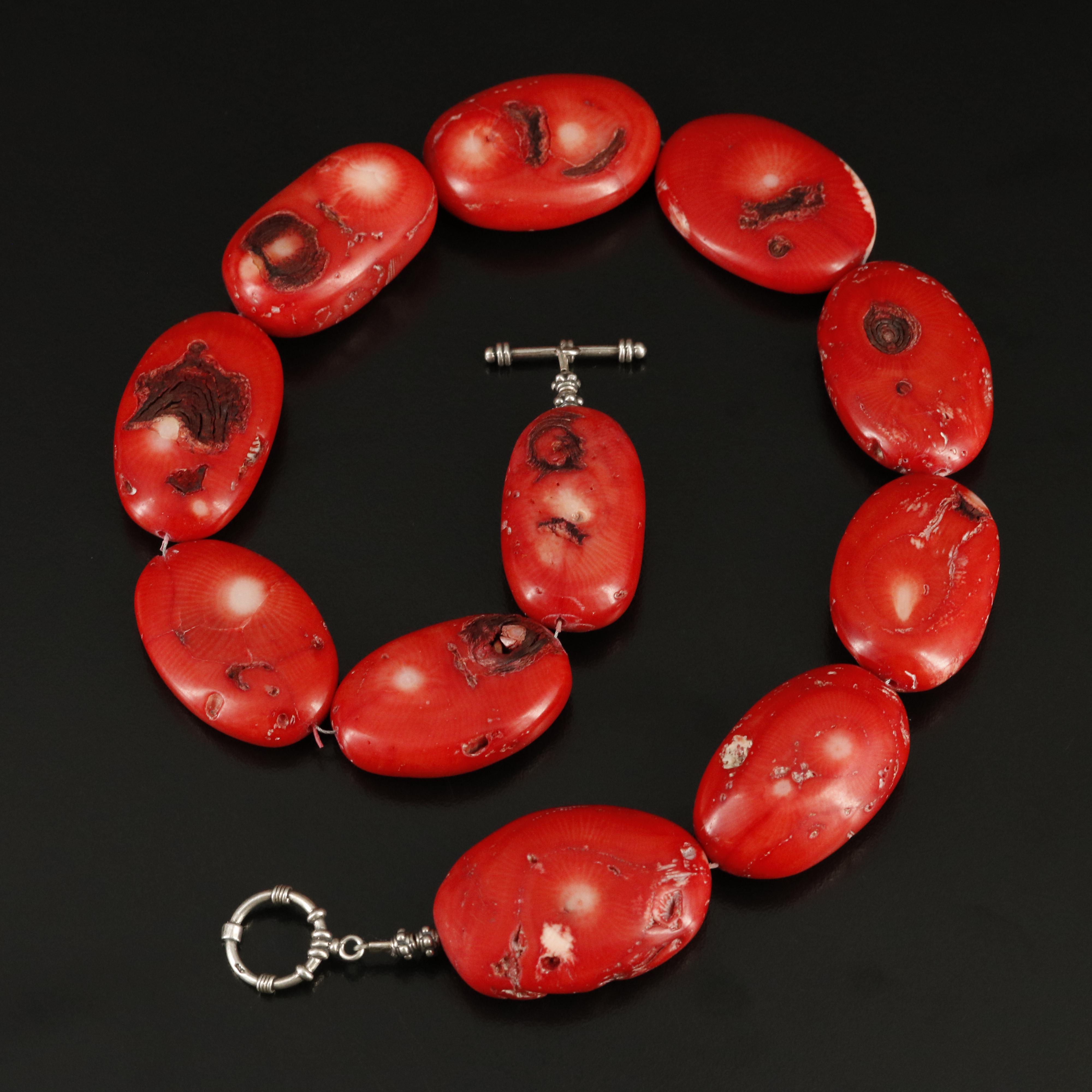 Coral Necklace with Sterling Clasp