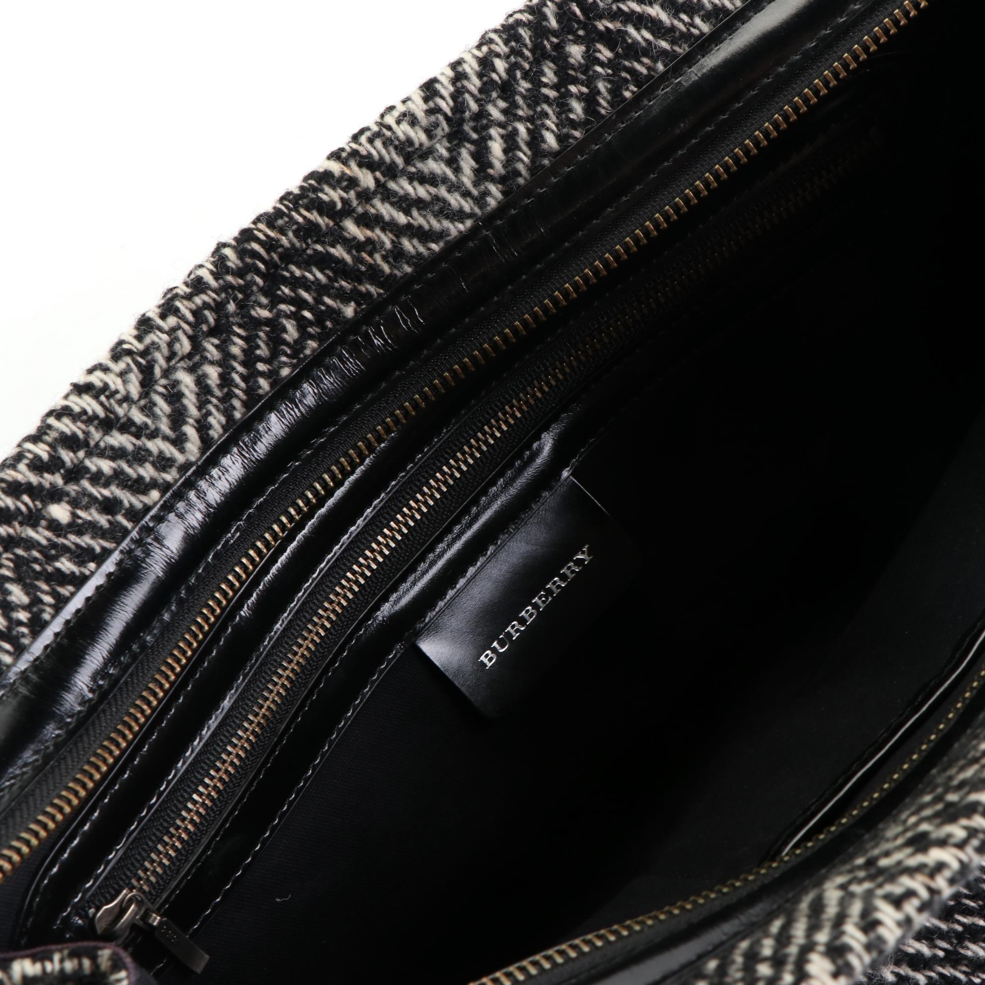 Burberry Baguette in Wool Herringbone and Leather