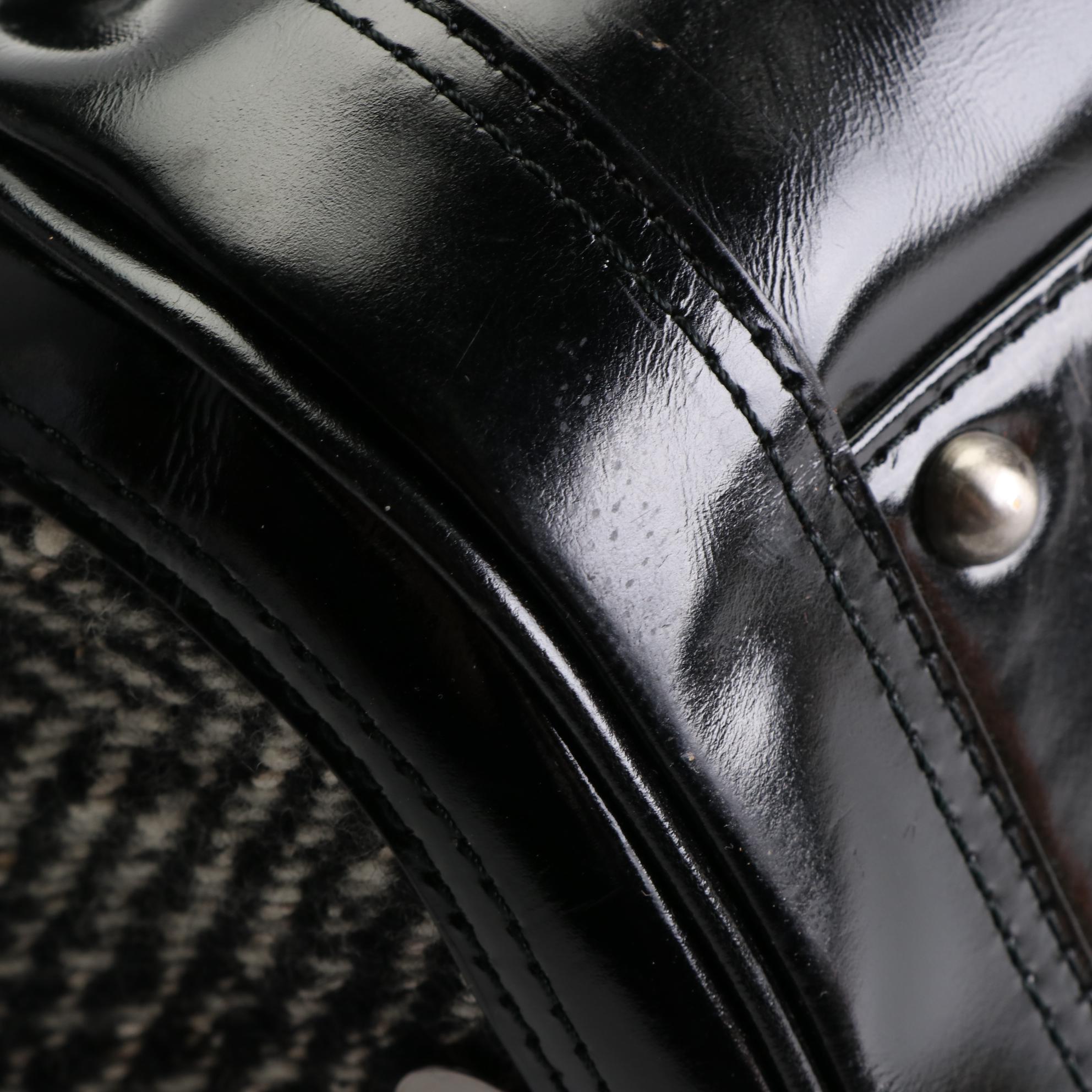 Burberry Baguette in Wool Herringbone and Leather