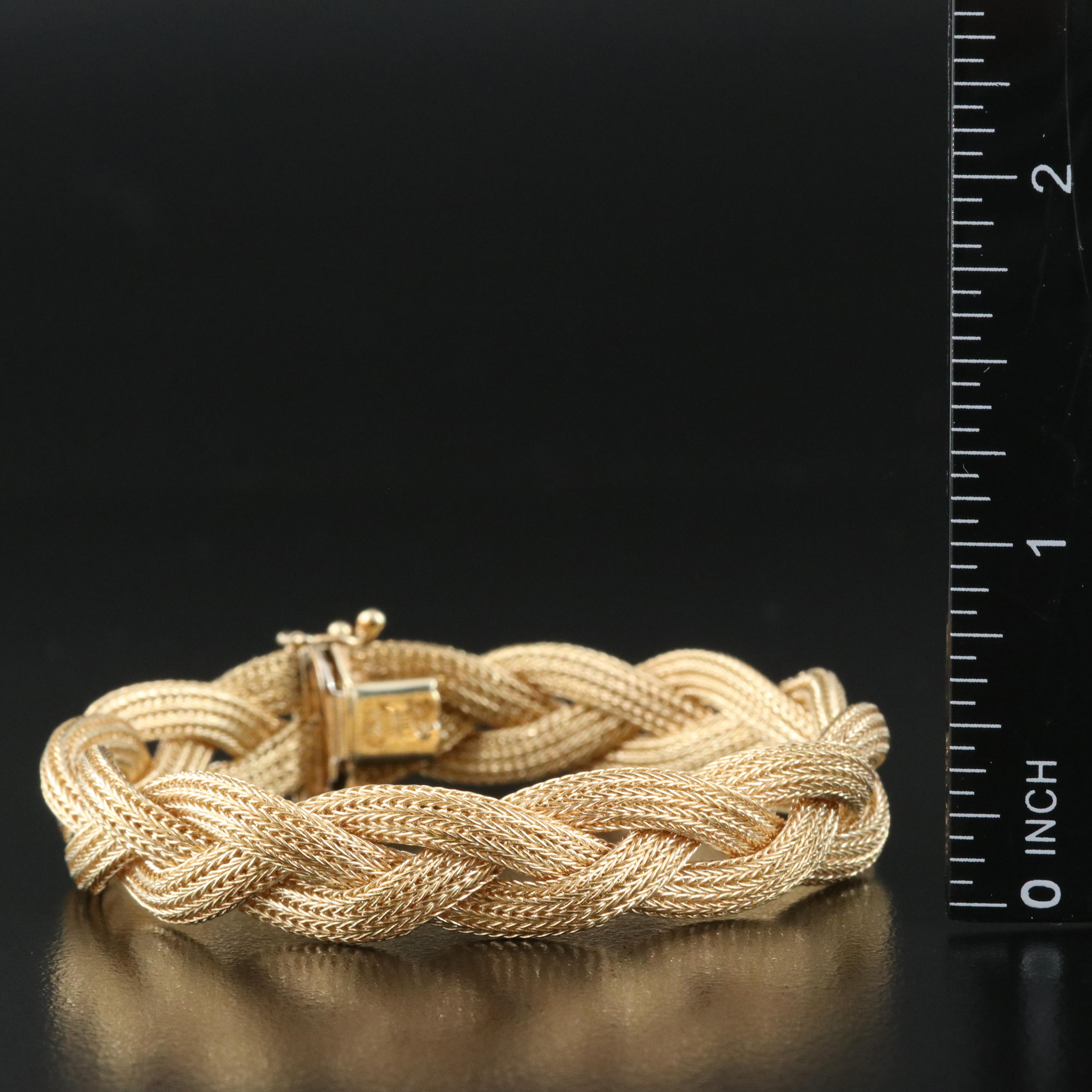 Italian 14K Braided Wheat Bracelet