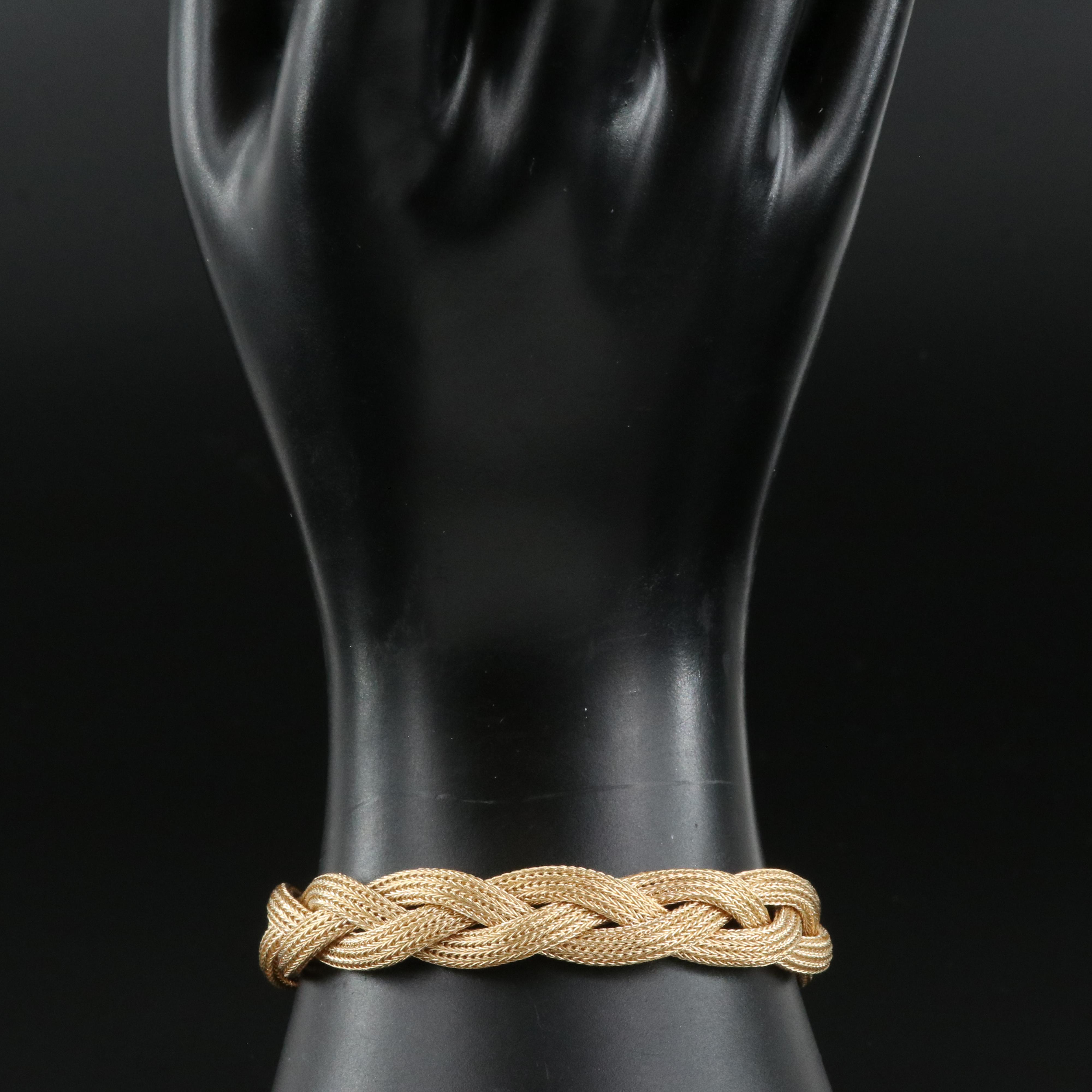Italian 14K Braided Wheat Bracelet