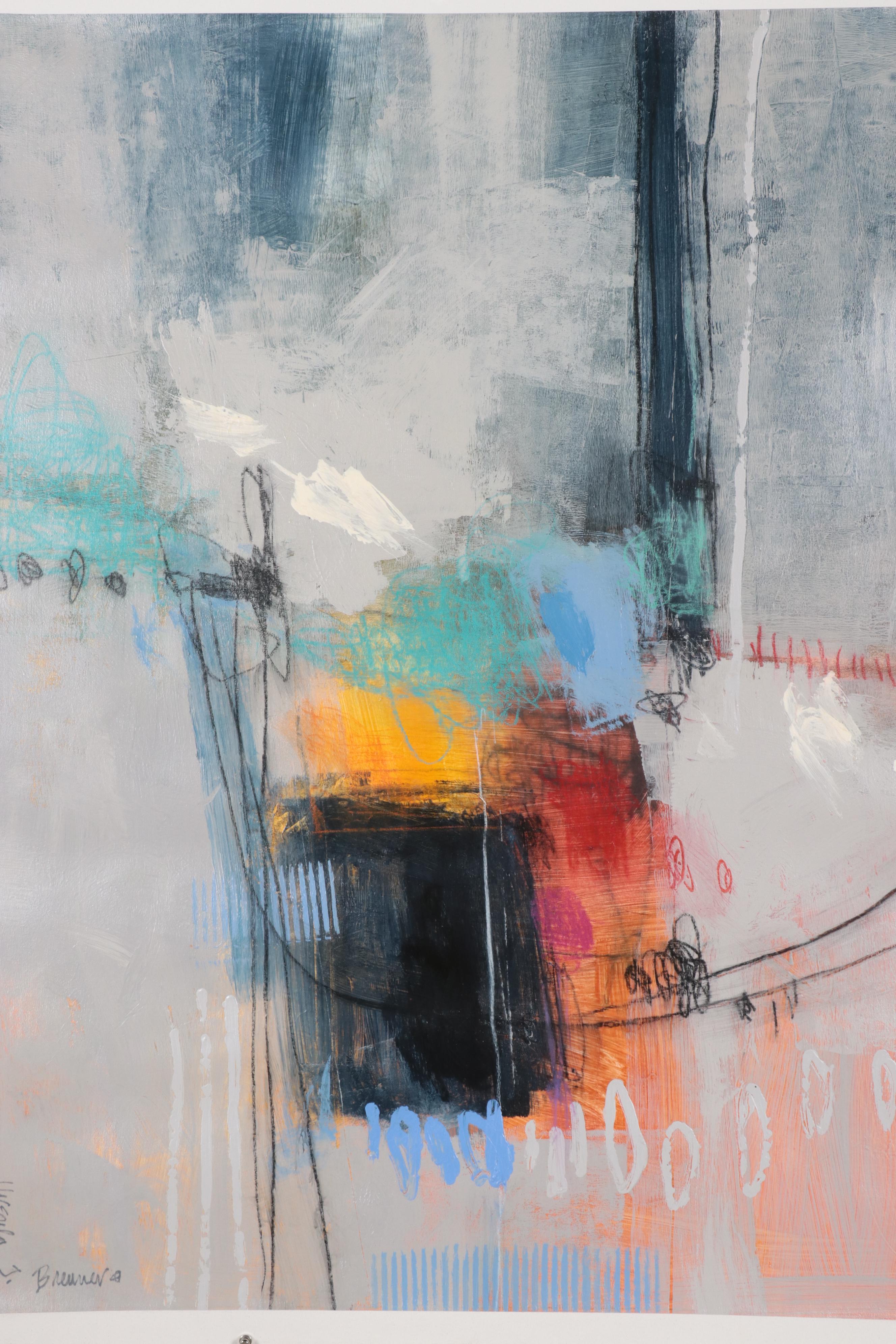 Ursula Brenner Abstract Mixed Media Painting, 21st Century
