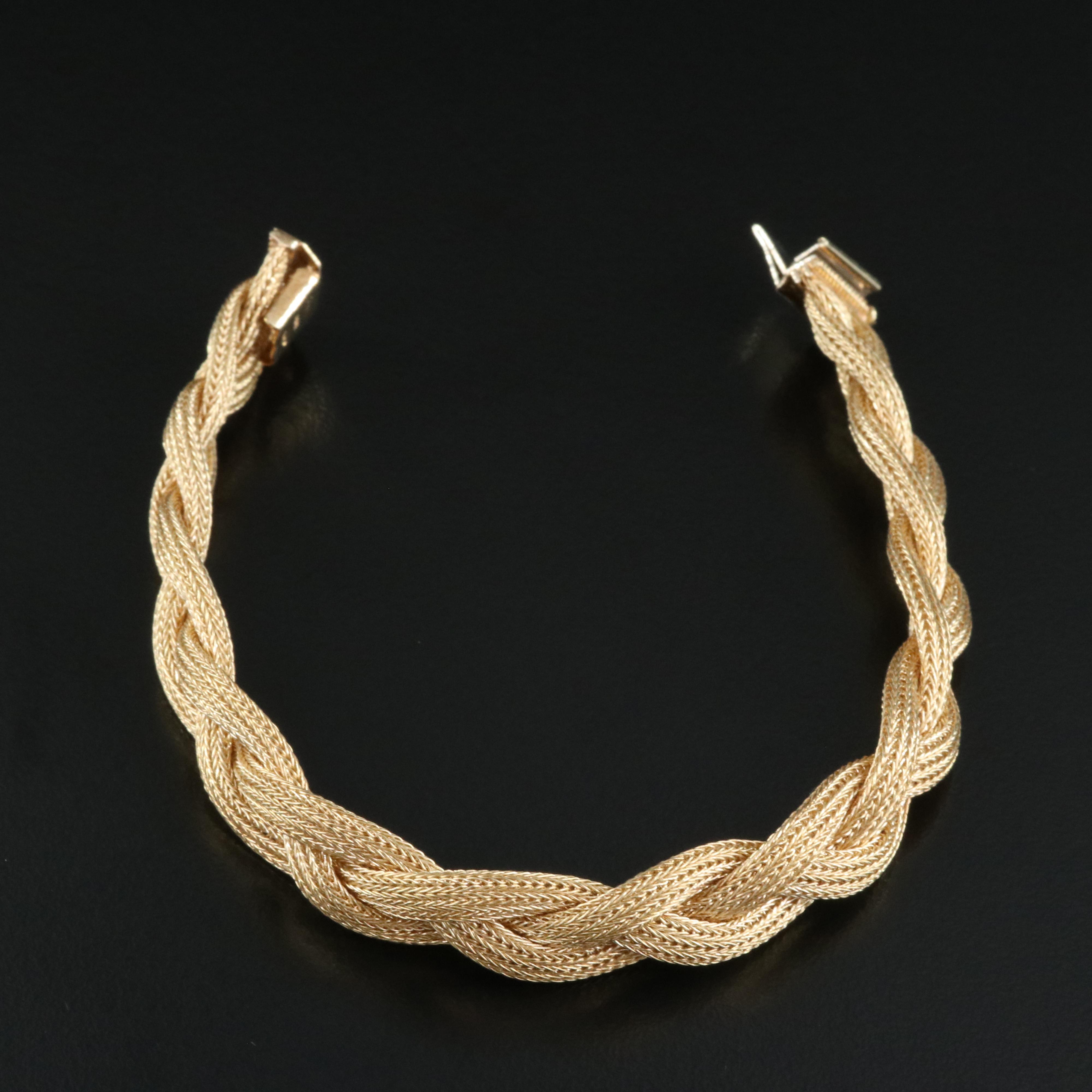 Italian 14K Braided Wheat Bracelet