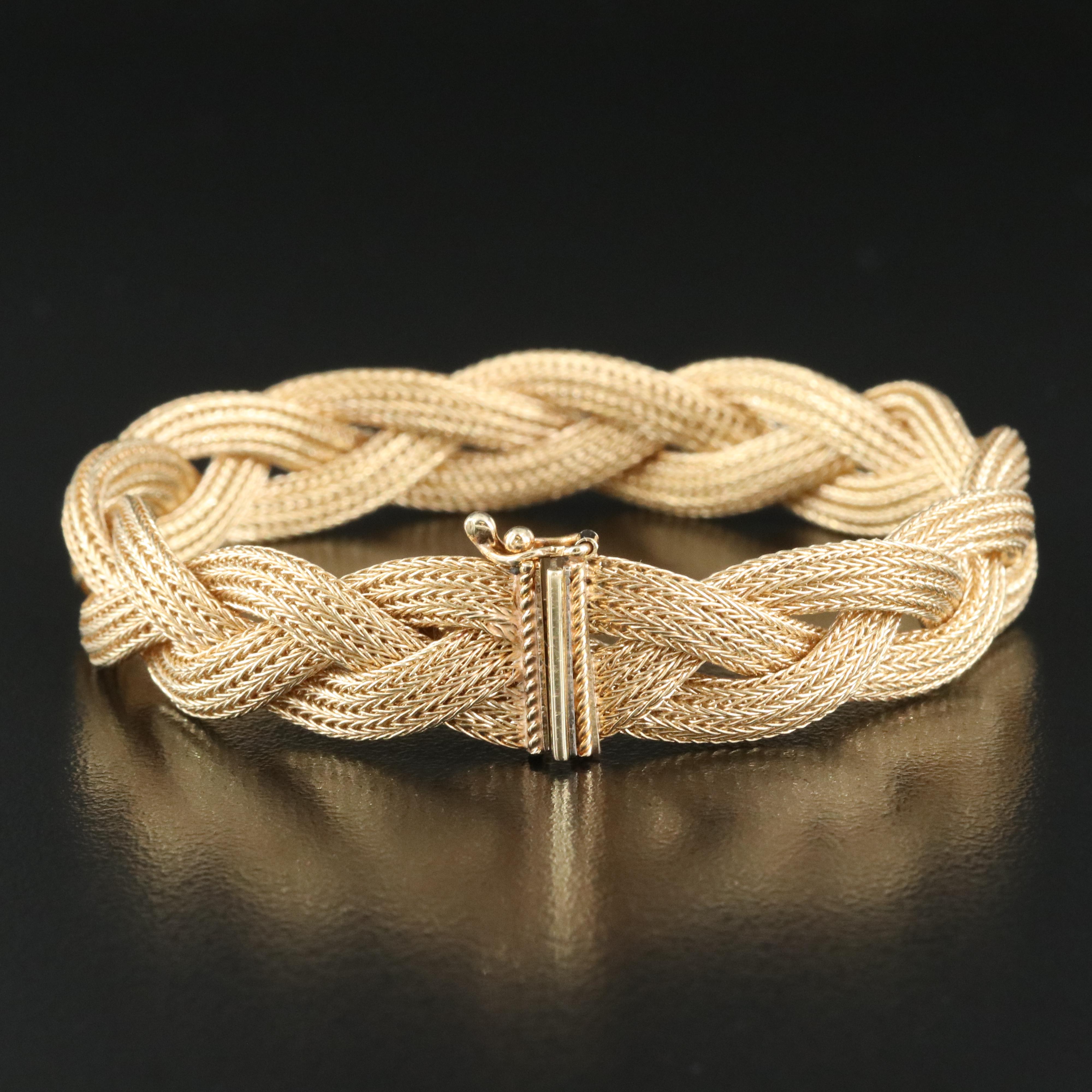 Italian 14K Braided Wheat Bracelet